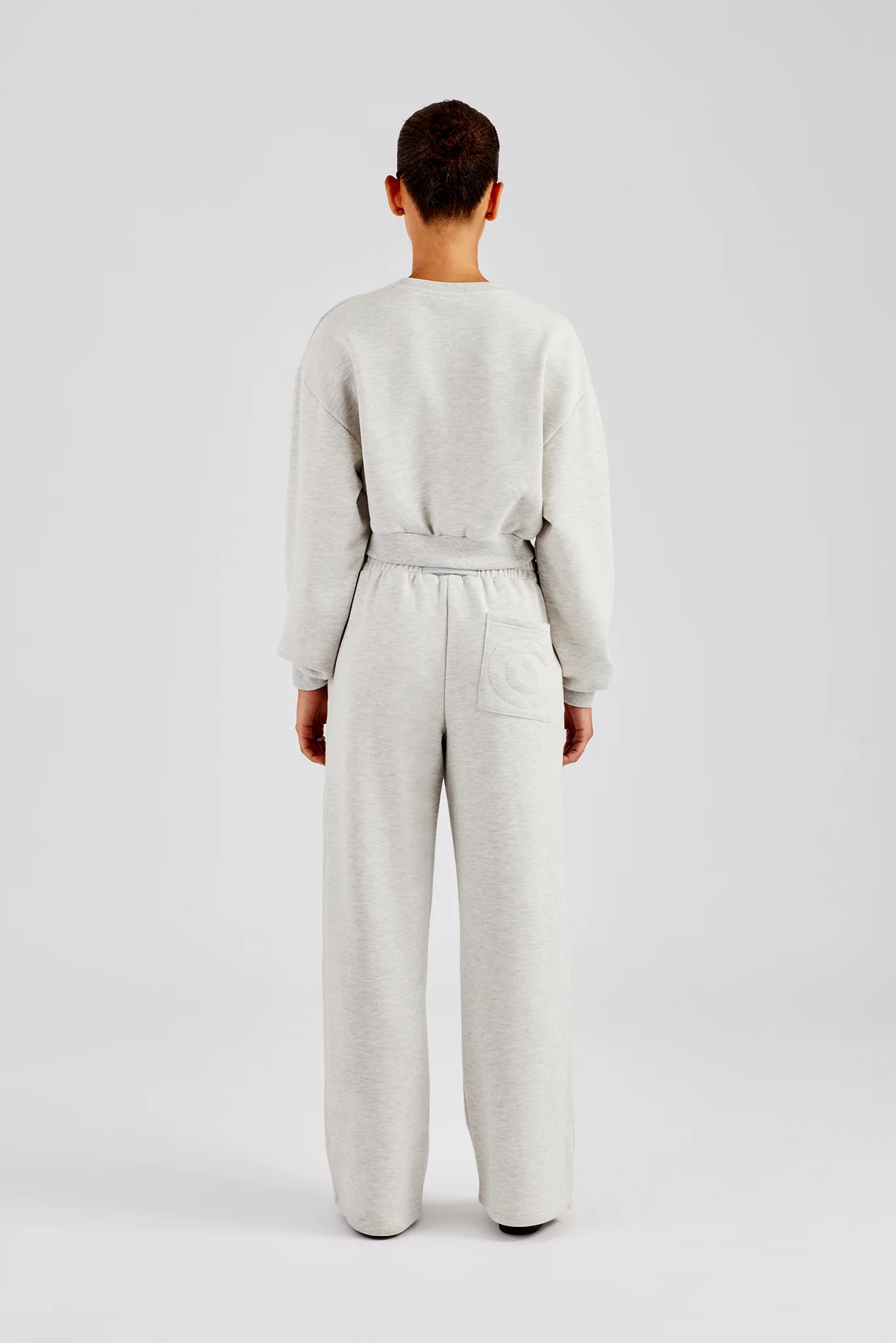 Glitter Applique Oversized Sweatshirt Tracksuit - Ash Grey - Image 4