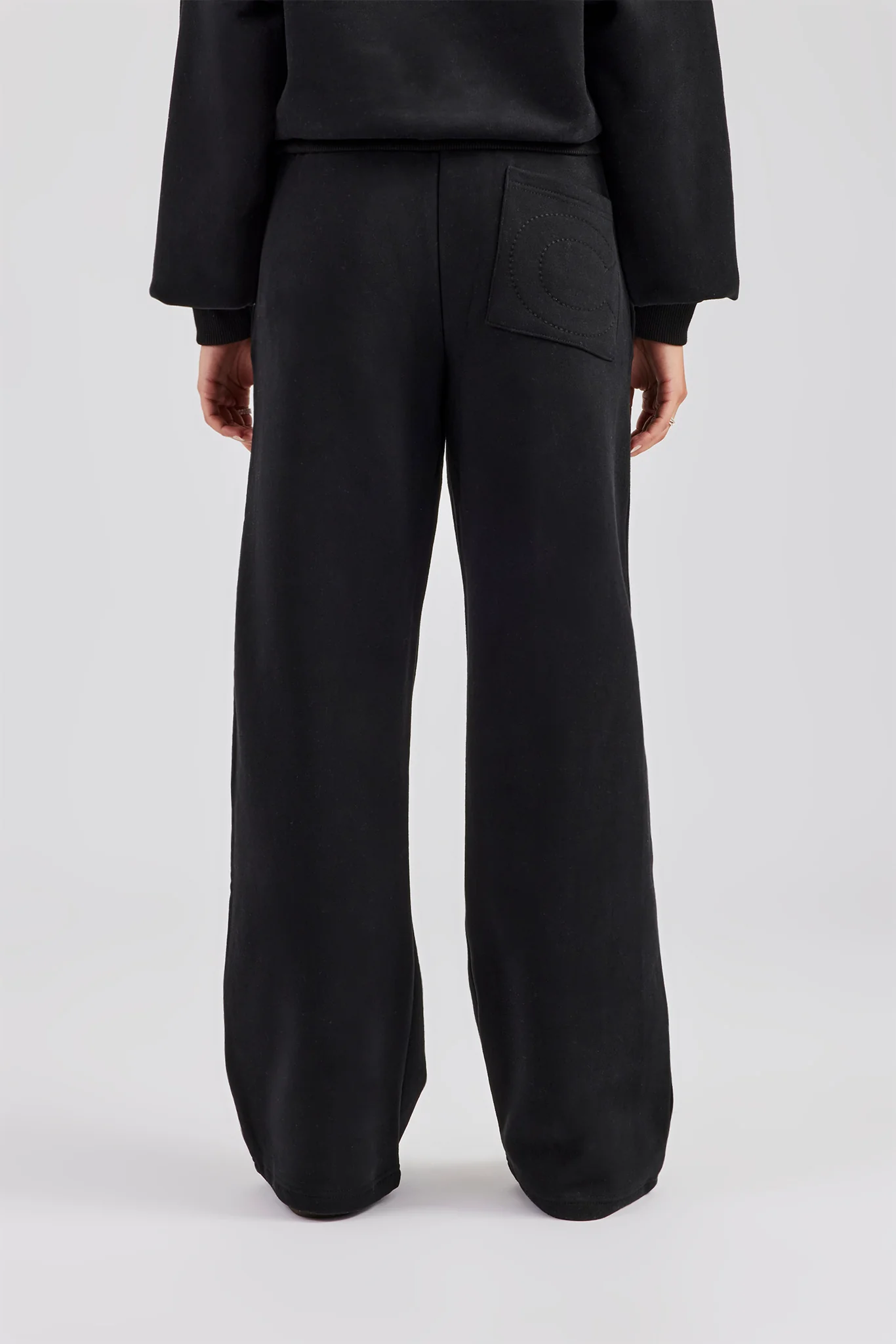 Glitter Applique Wide Leg Jogger - Black - Image 2