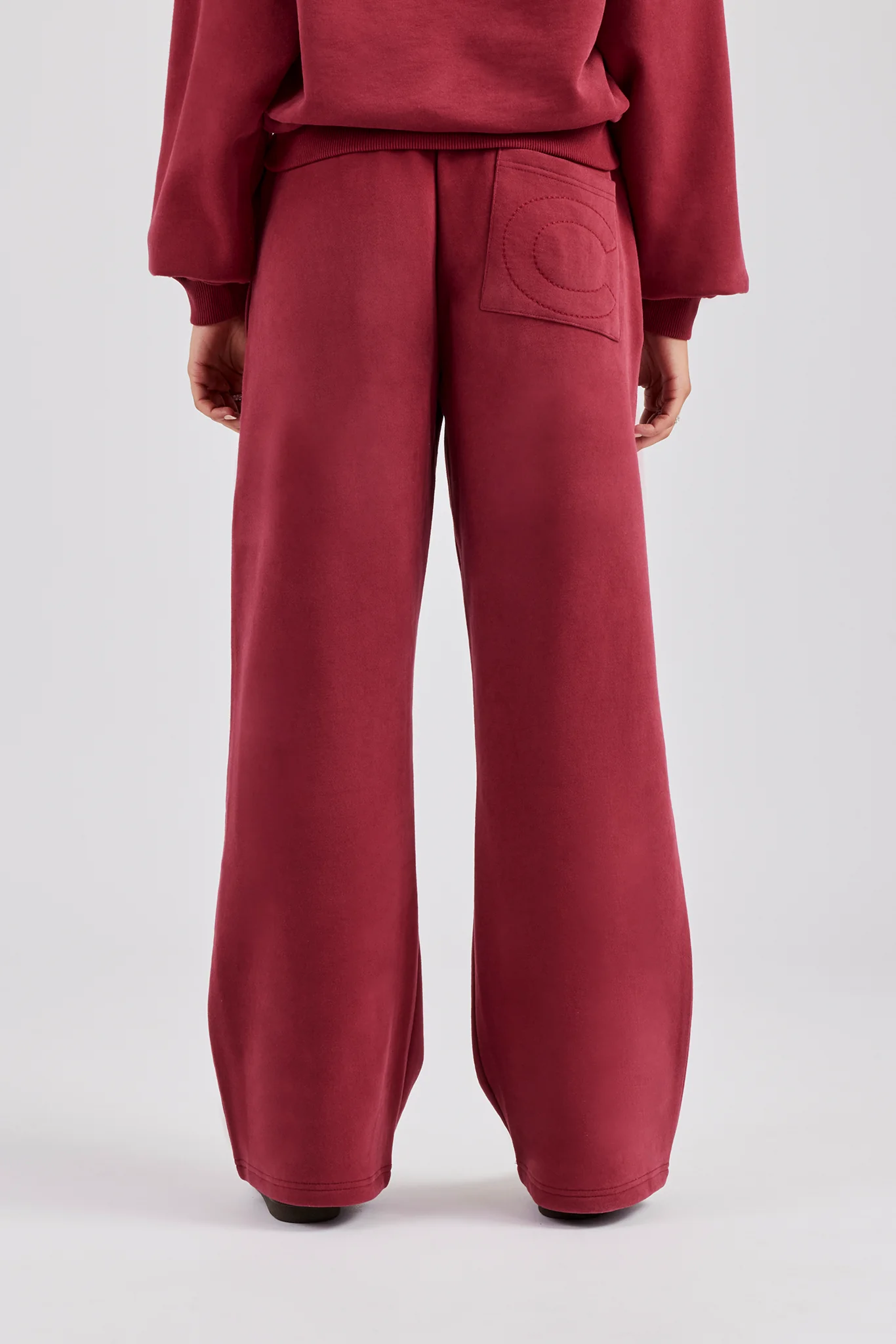 Glitter Applique Wide Leg Jogger - Cherry Red - Image 2
