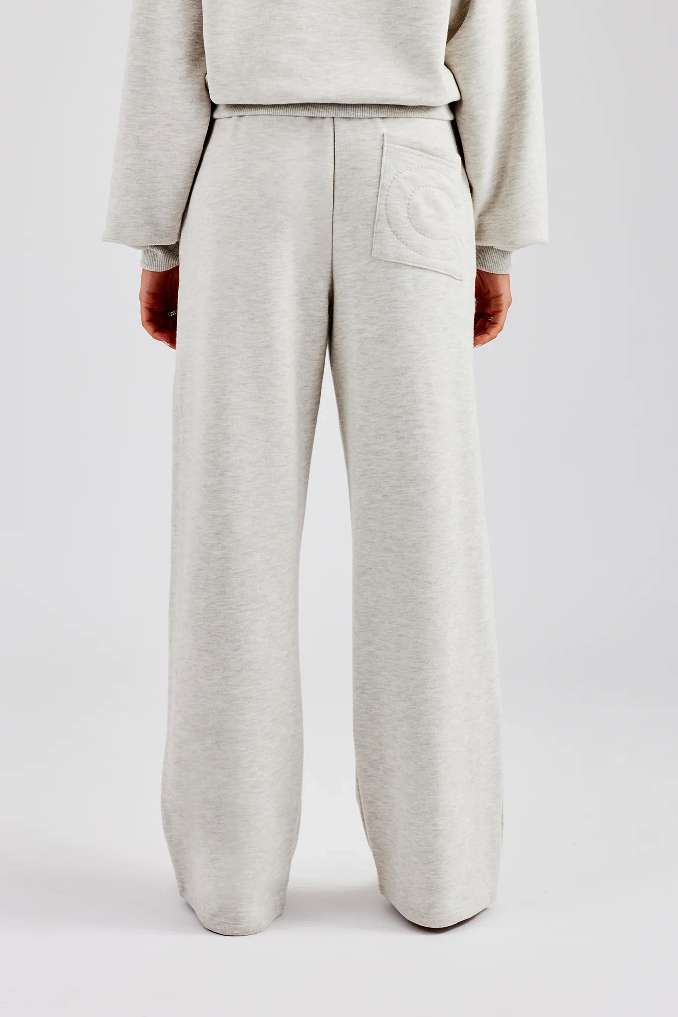 Glitter Applique Wide Leg Jogger - Ash Grey - Image 4