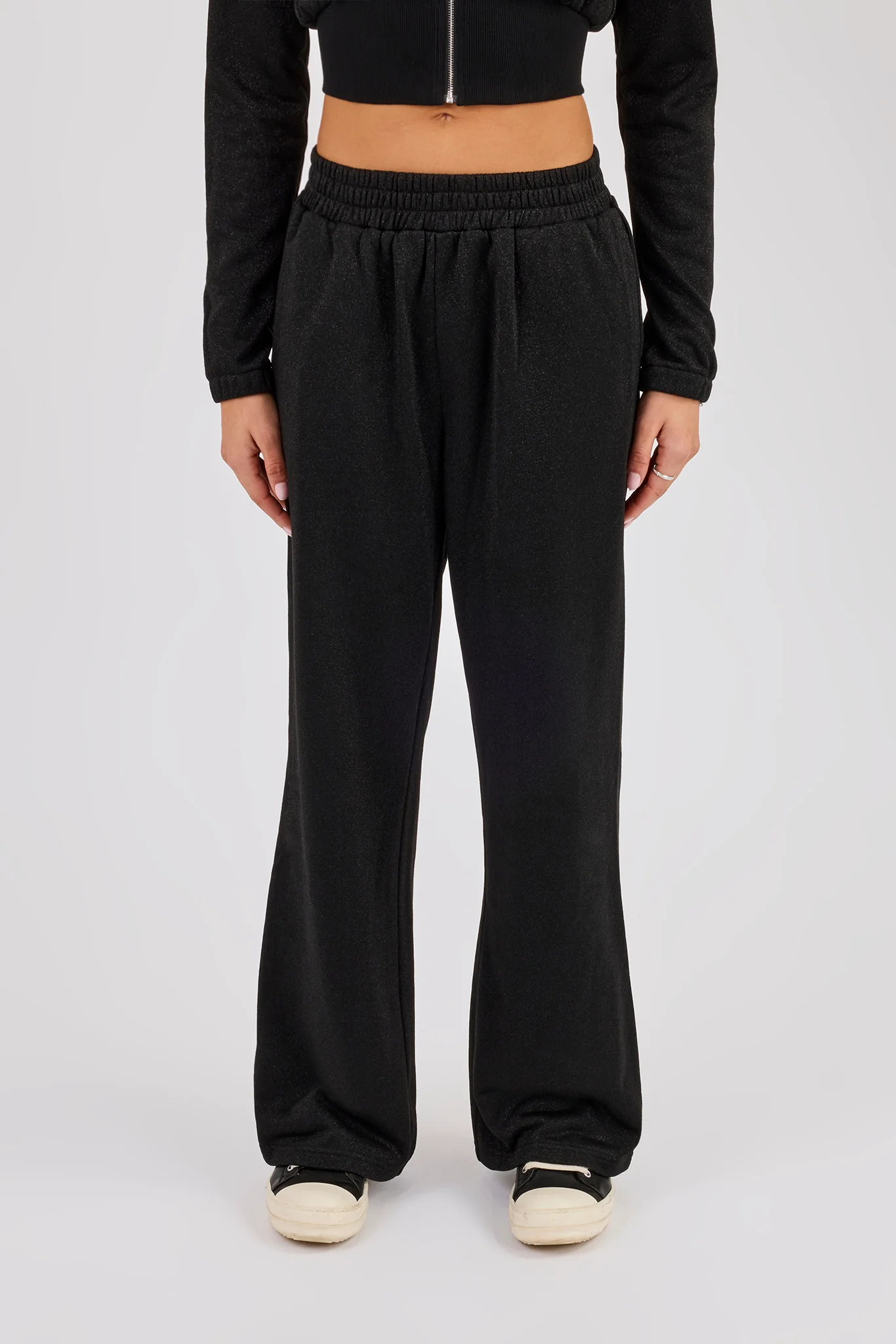 Glitter Wide Leg Jogger - Black - Image 3