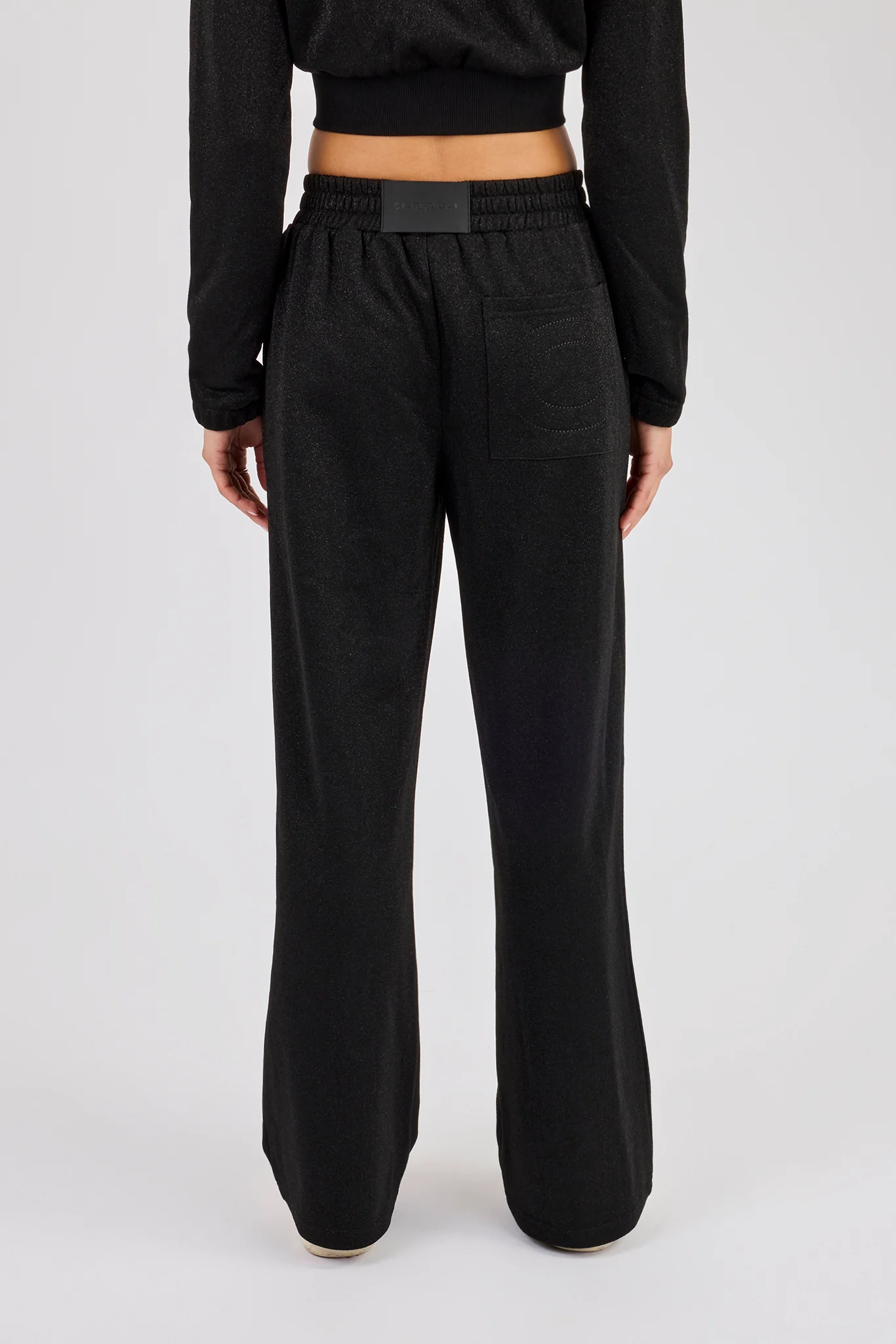 Glitter Wide Leg Jogger - Black - Image 4