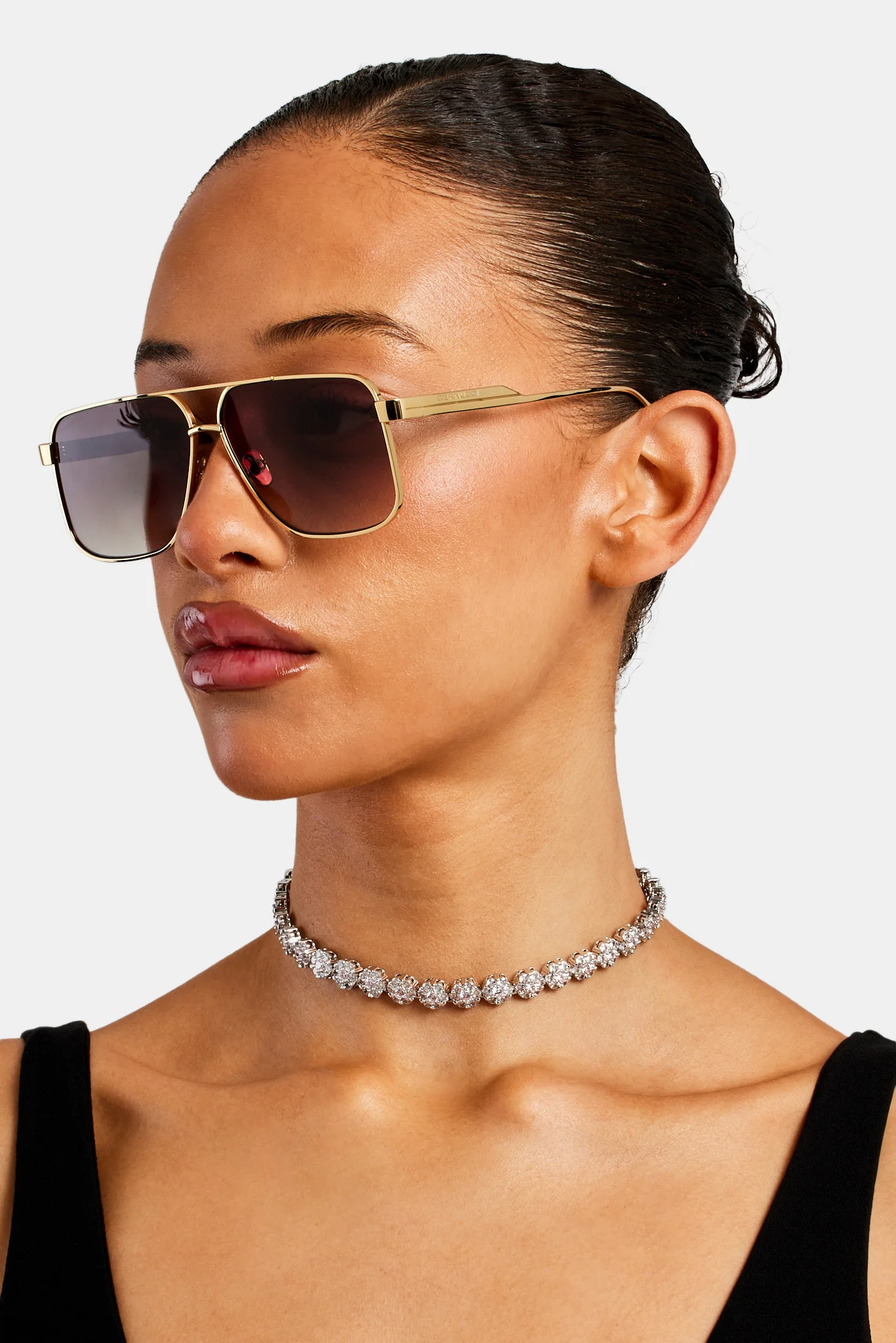 Gold Aviator Sunglasses - Brown - Image 2