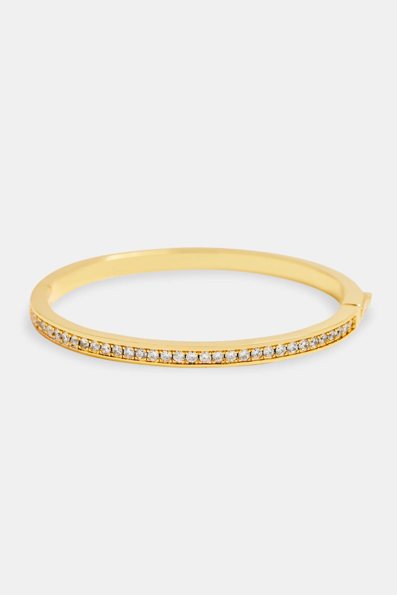 Gold Plated 4mm Iced CZ Polished Bangle - Image 2