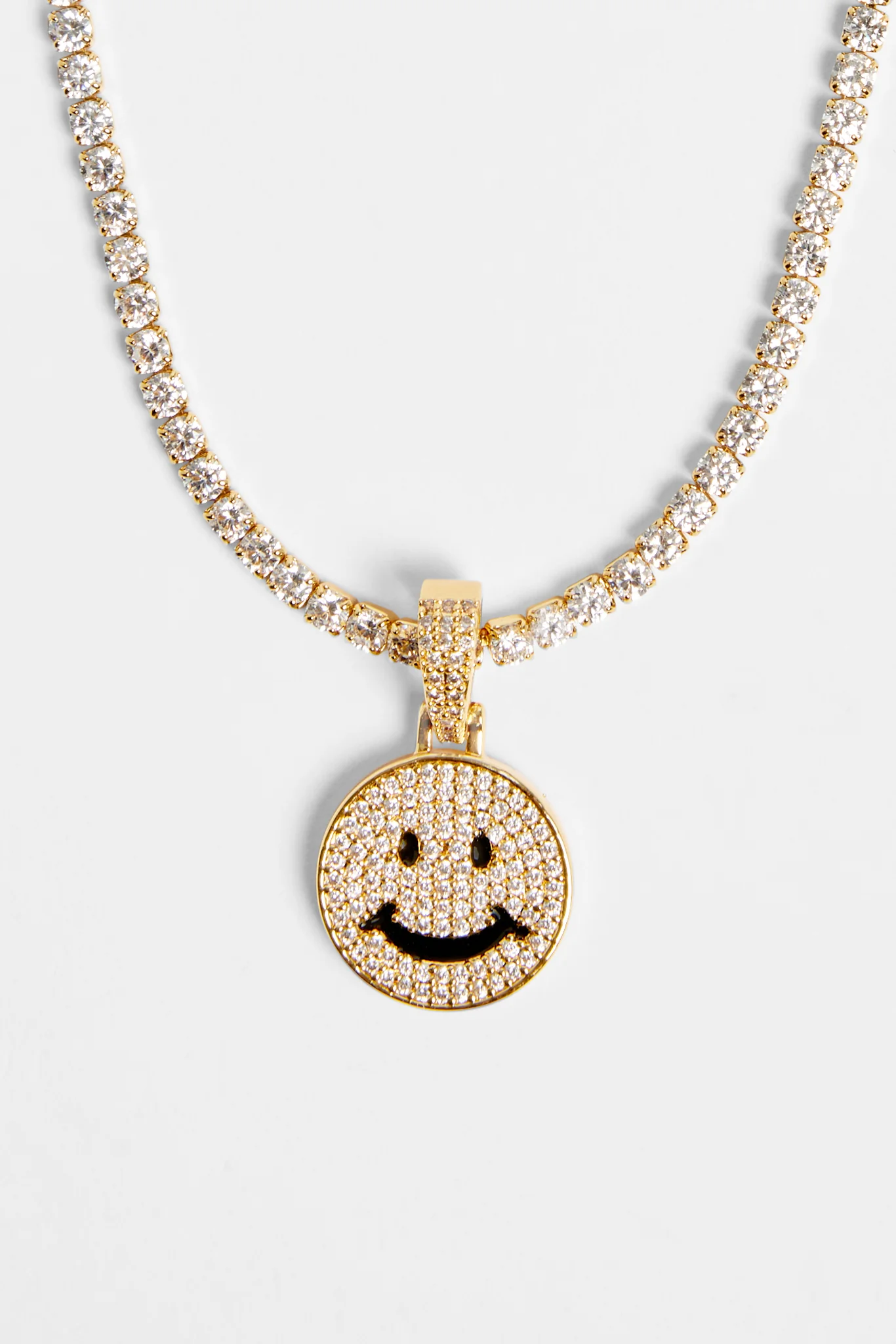 Gold Plated Iced CZ Happy Face Pendant - Image 5
