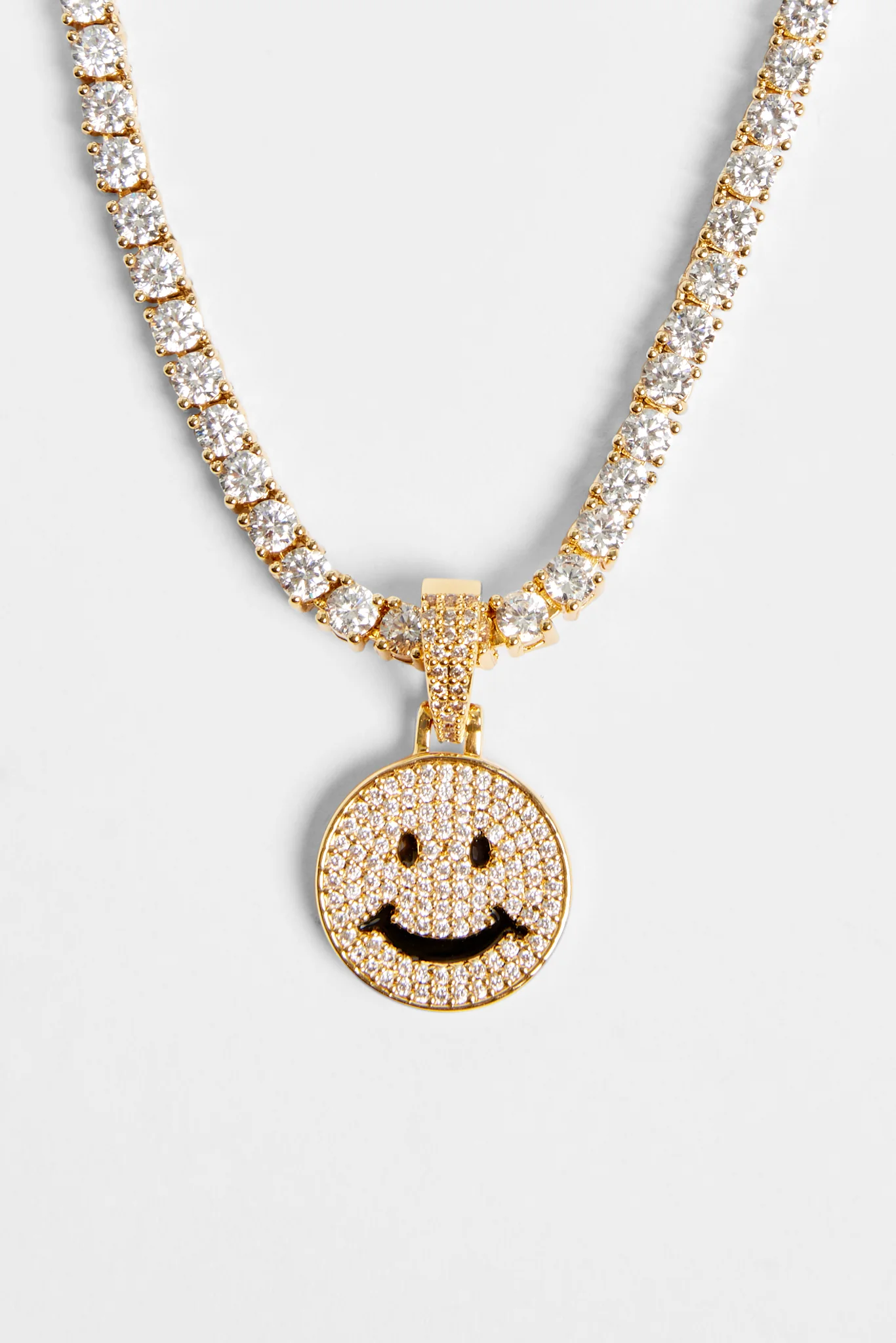 Gold Plated Iced CZ Happy Face Pendant - Image 7