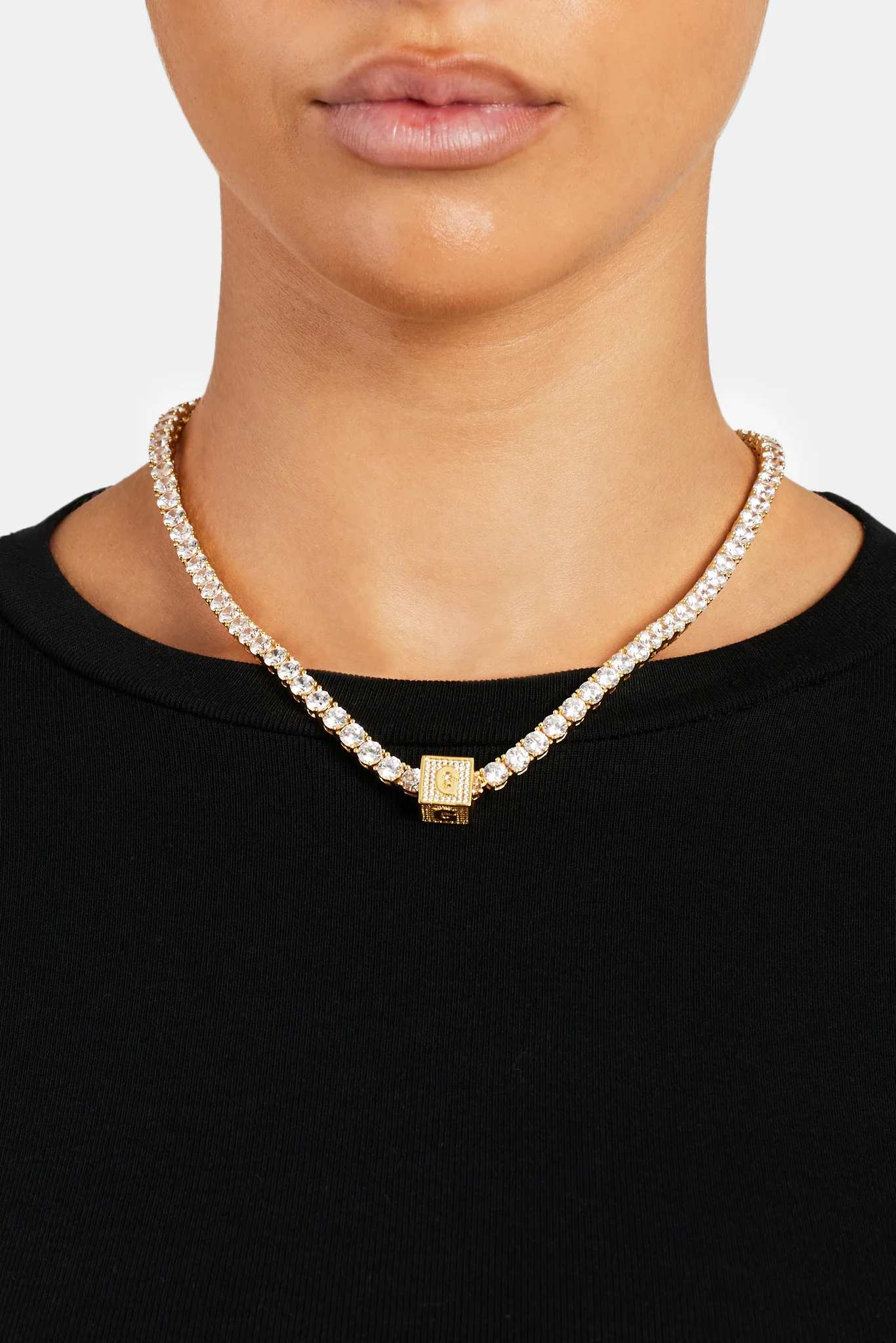 Gold Plated Iced G Letter Block Pendant - Image 4