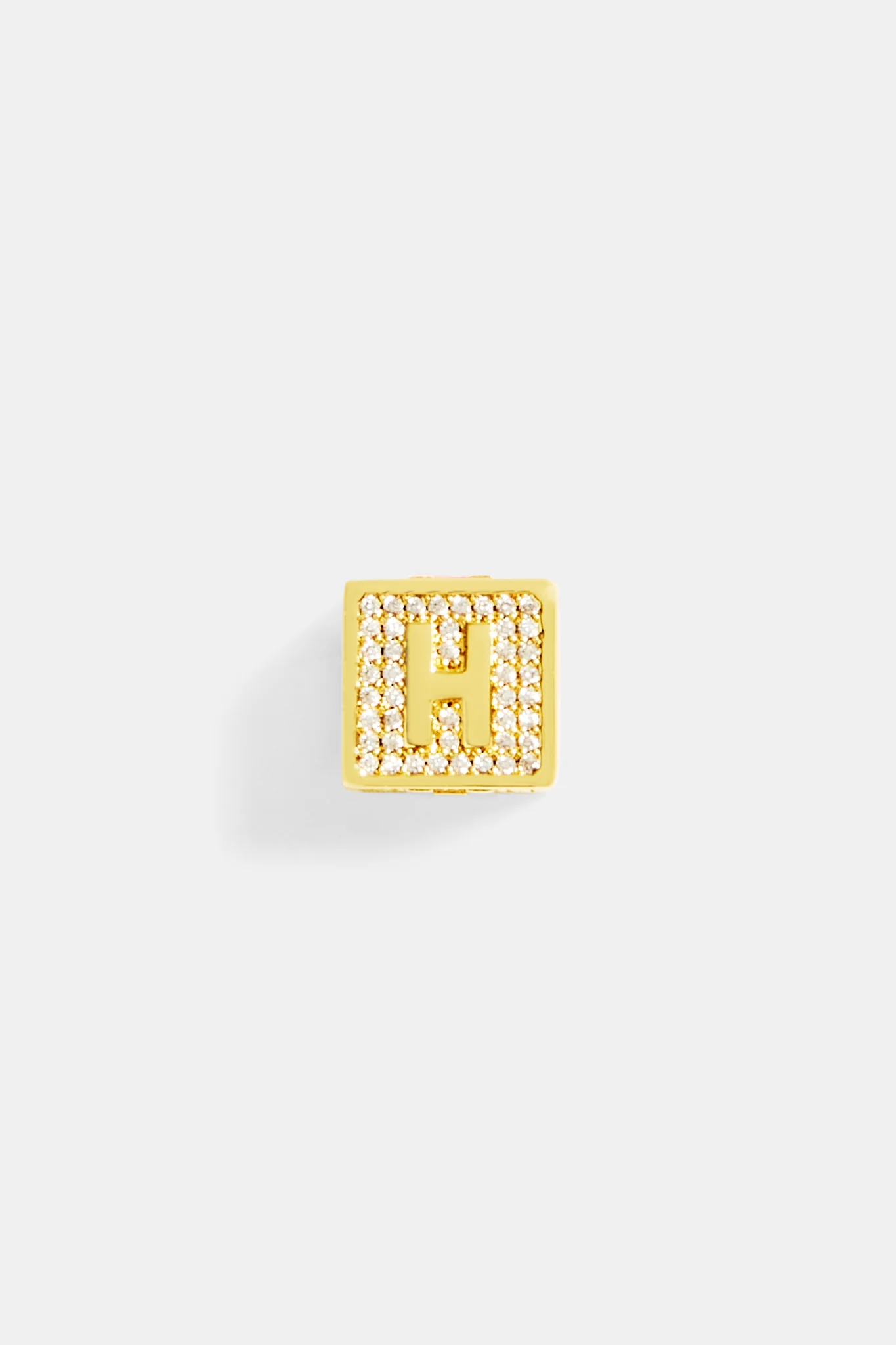 Gold Plated Iced H Letter Block Pendant - Image 2