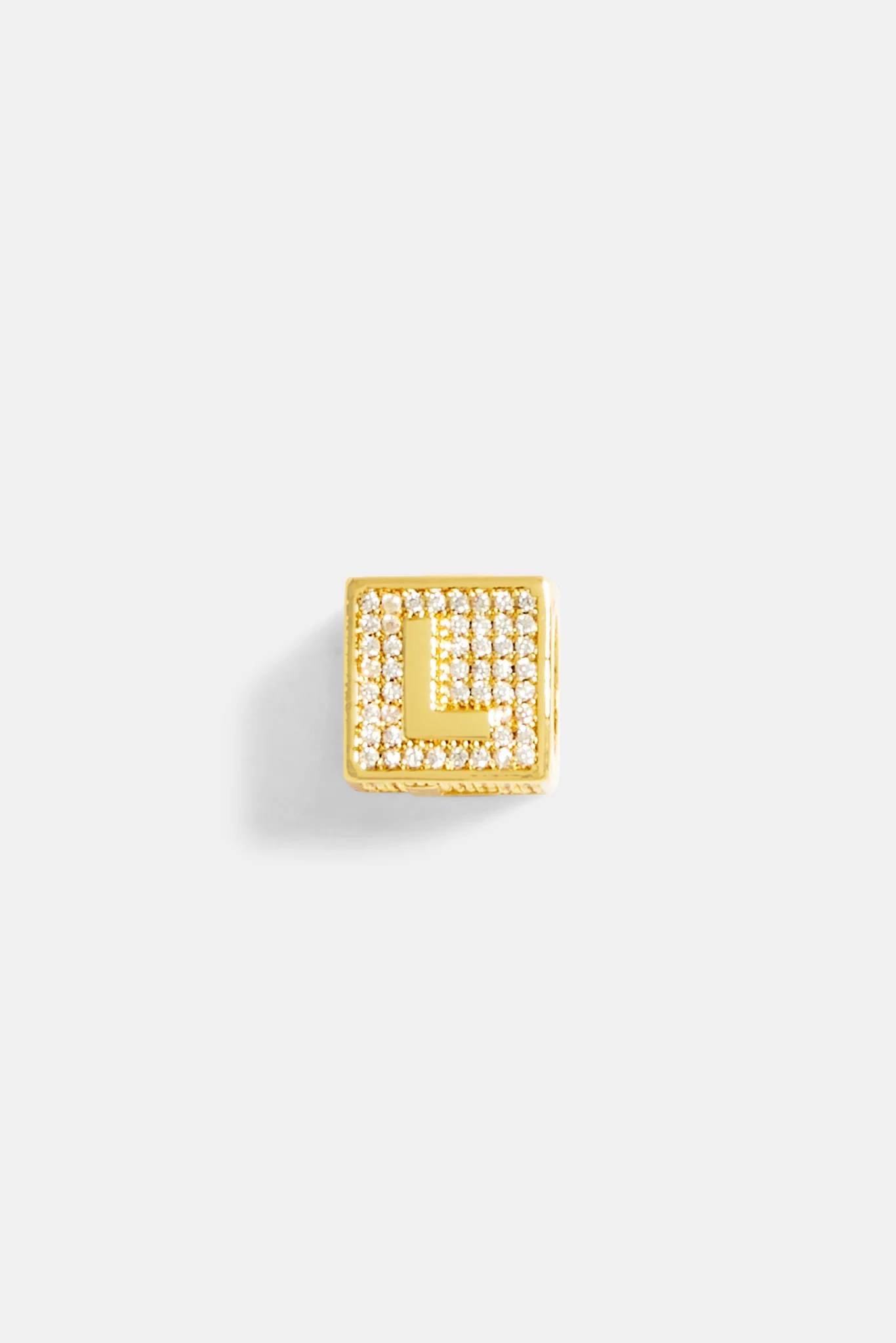 Gold Plated Iced L Letter Block Pendant - Image 2