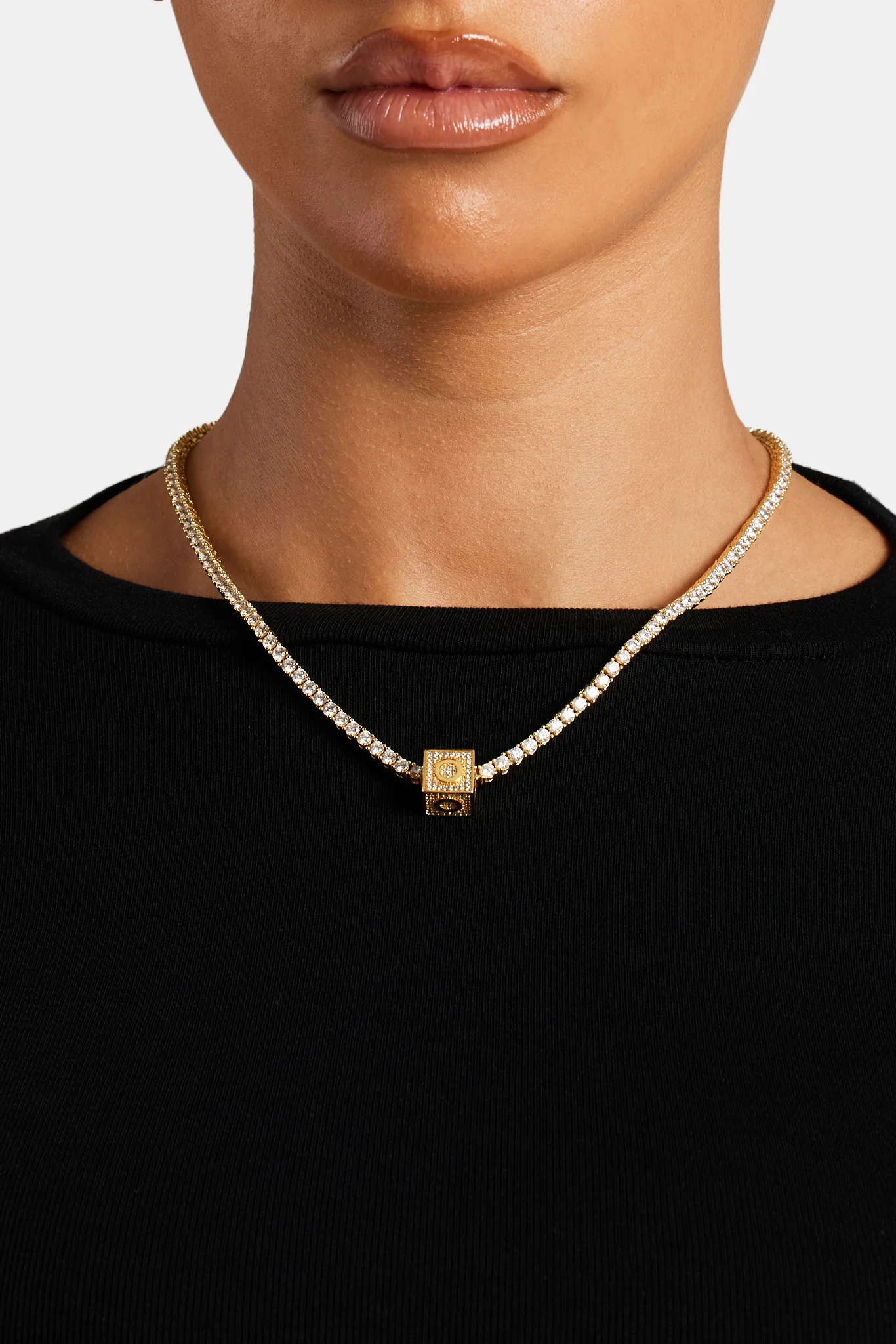 Gold Plated Iced O Letter Block Pendant - Image 3