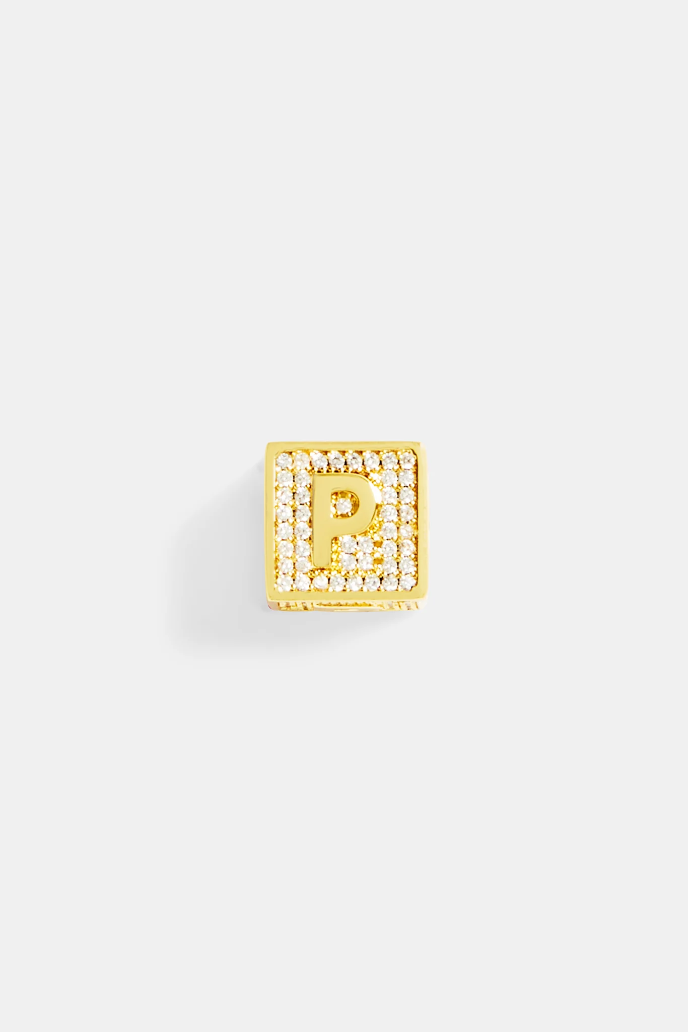 Gold Plated Iced P Letter Block Pendant - Image 2