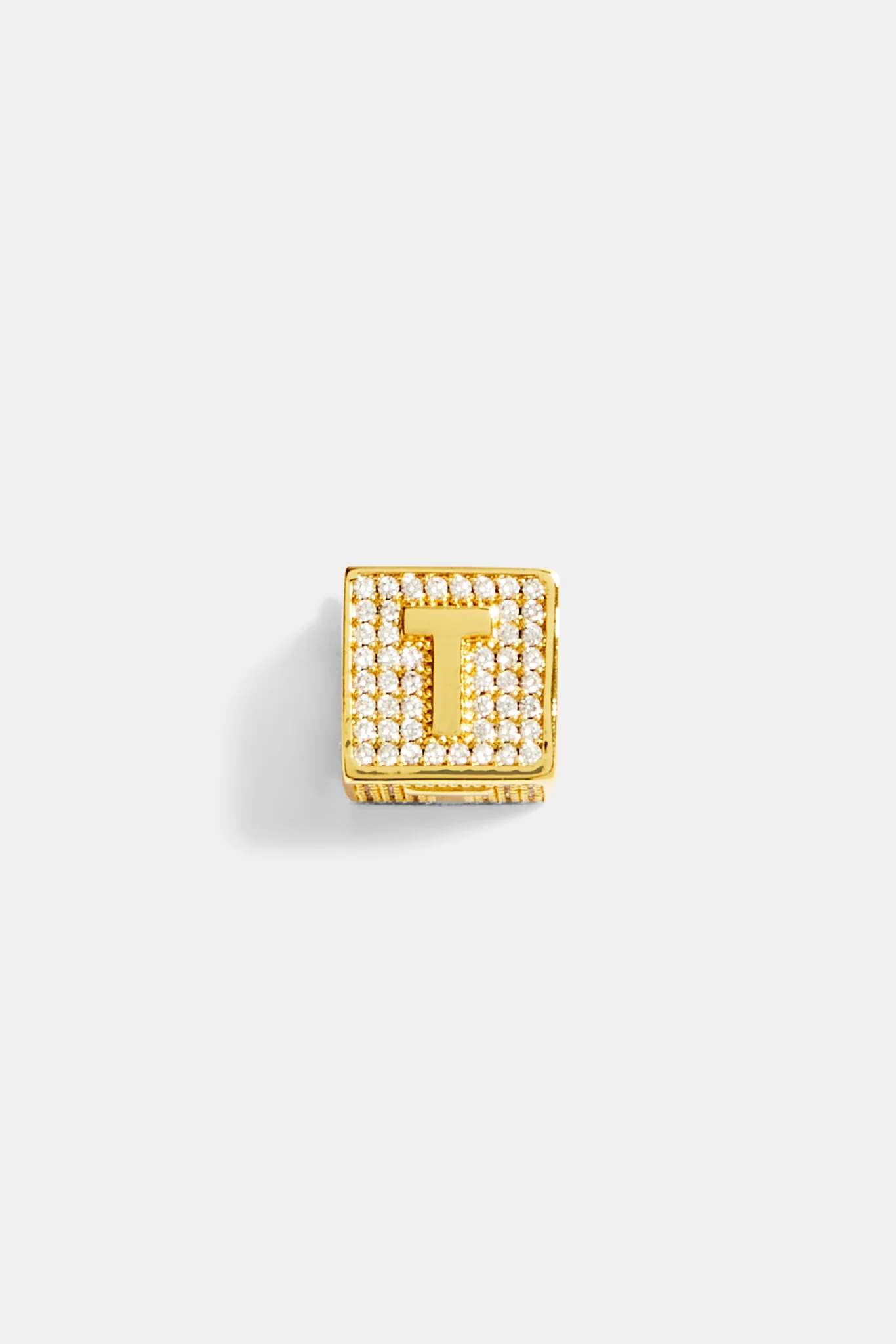 Gold Plated Iced T Letter Block Pendant - Image 2