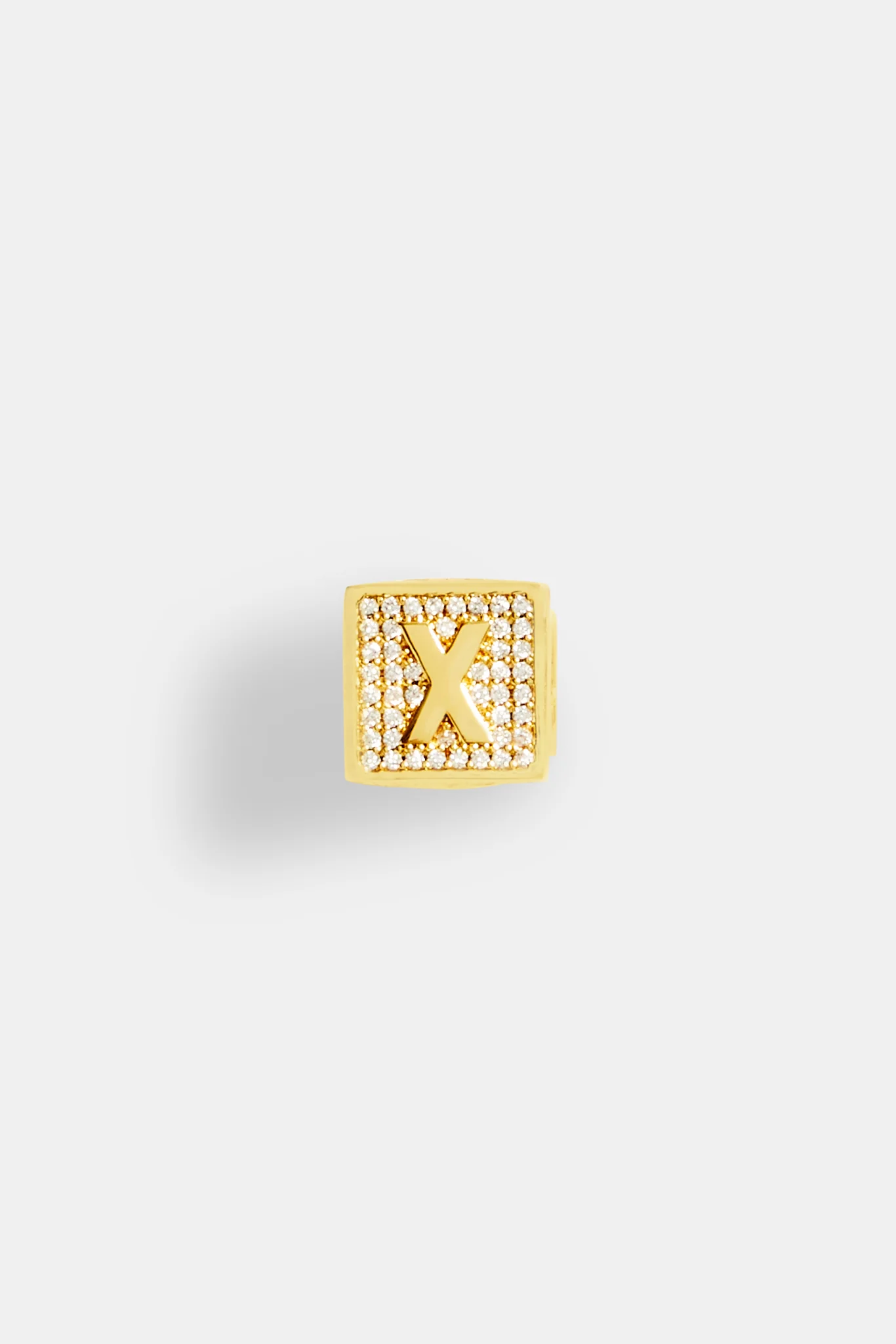 Gold Plated Iced X Letter Block Pendant - Image 2