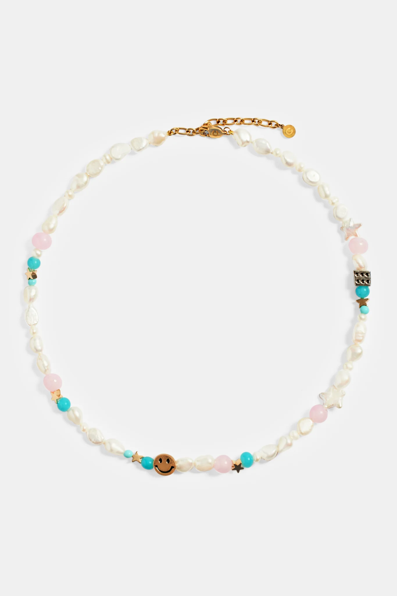 Gold Plated Pastel Motif & Freshwater Pearl Necklace - Image 3