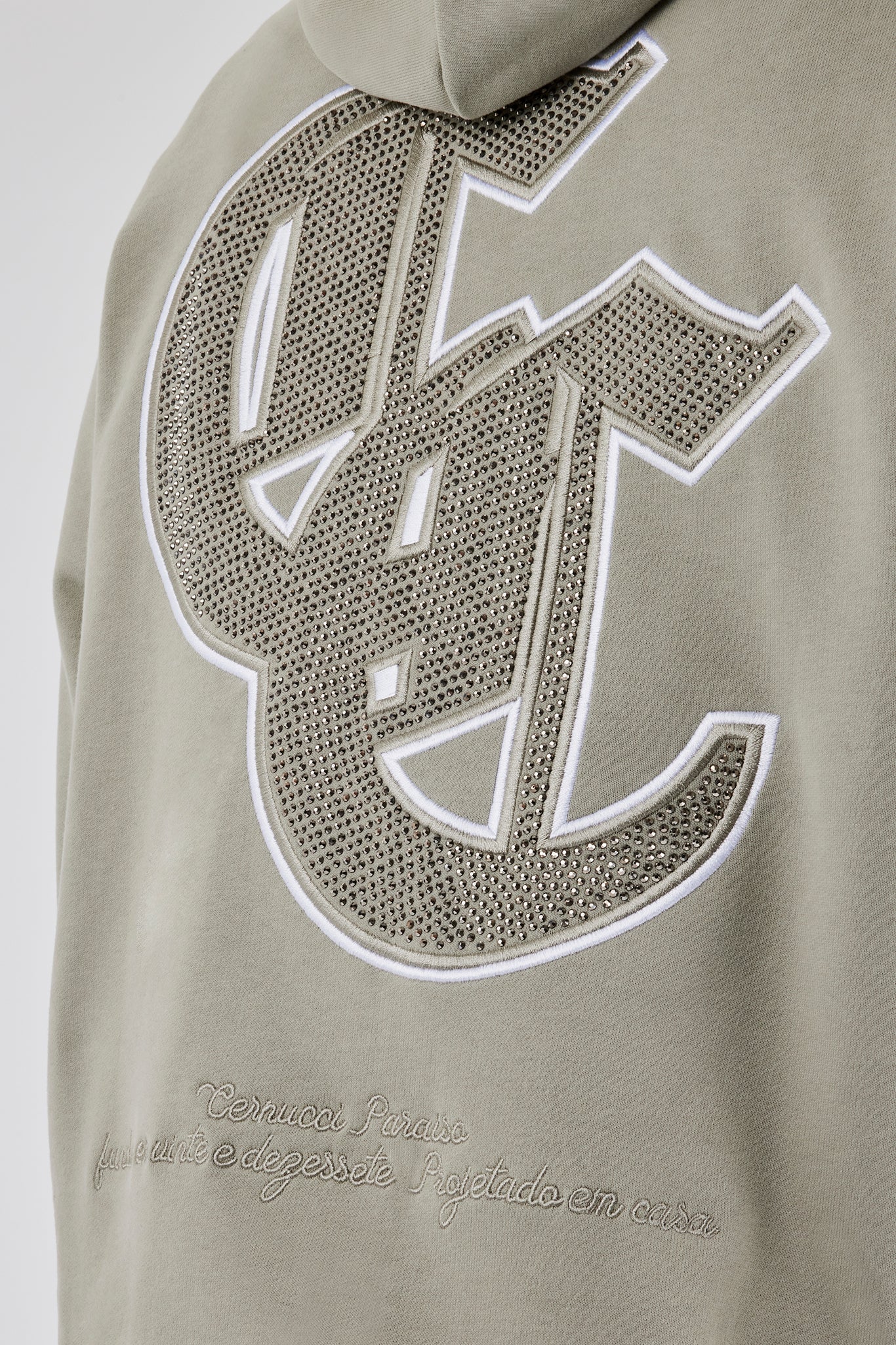 Gothic C Rhinestone Hoodie - Sage - Image 4