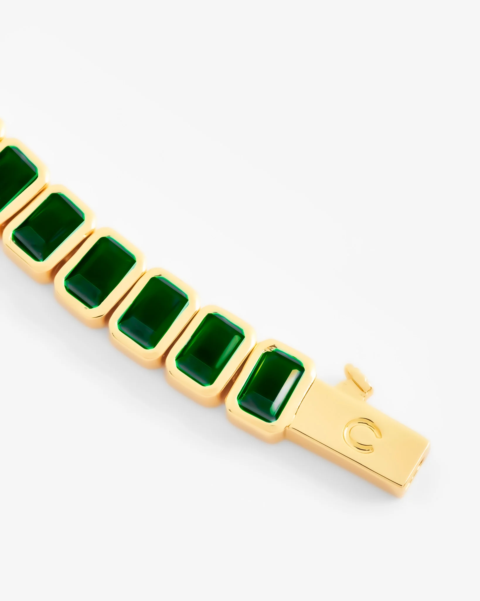 Green Bezel Tennis Bracelet - Gold - Image 3