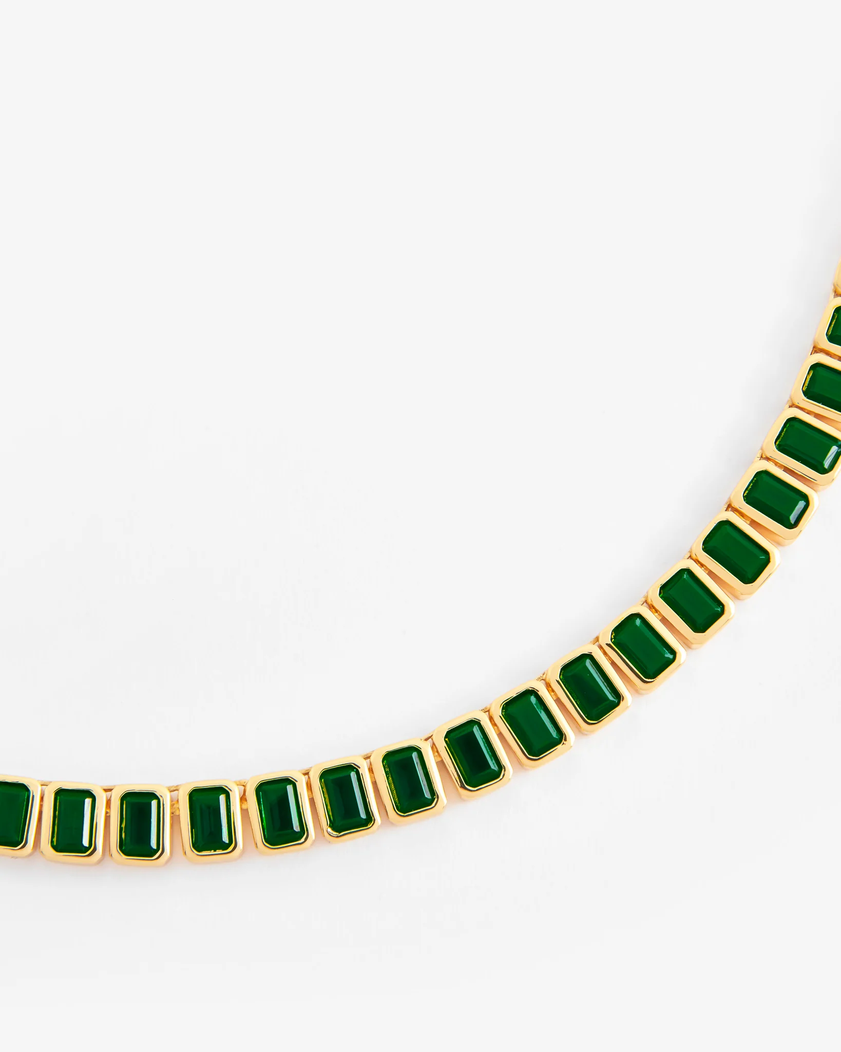 Green Bezel Tennis Chain - Gold - Image 2