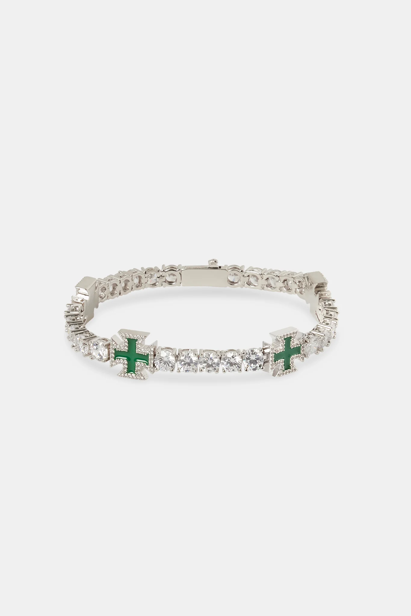 Green Cross Motif Tennis Bracelet - 5mm - Image 2
