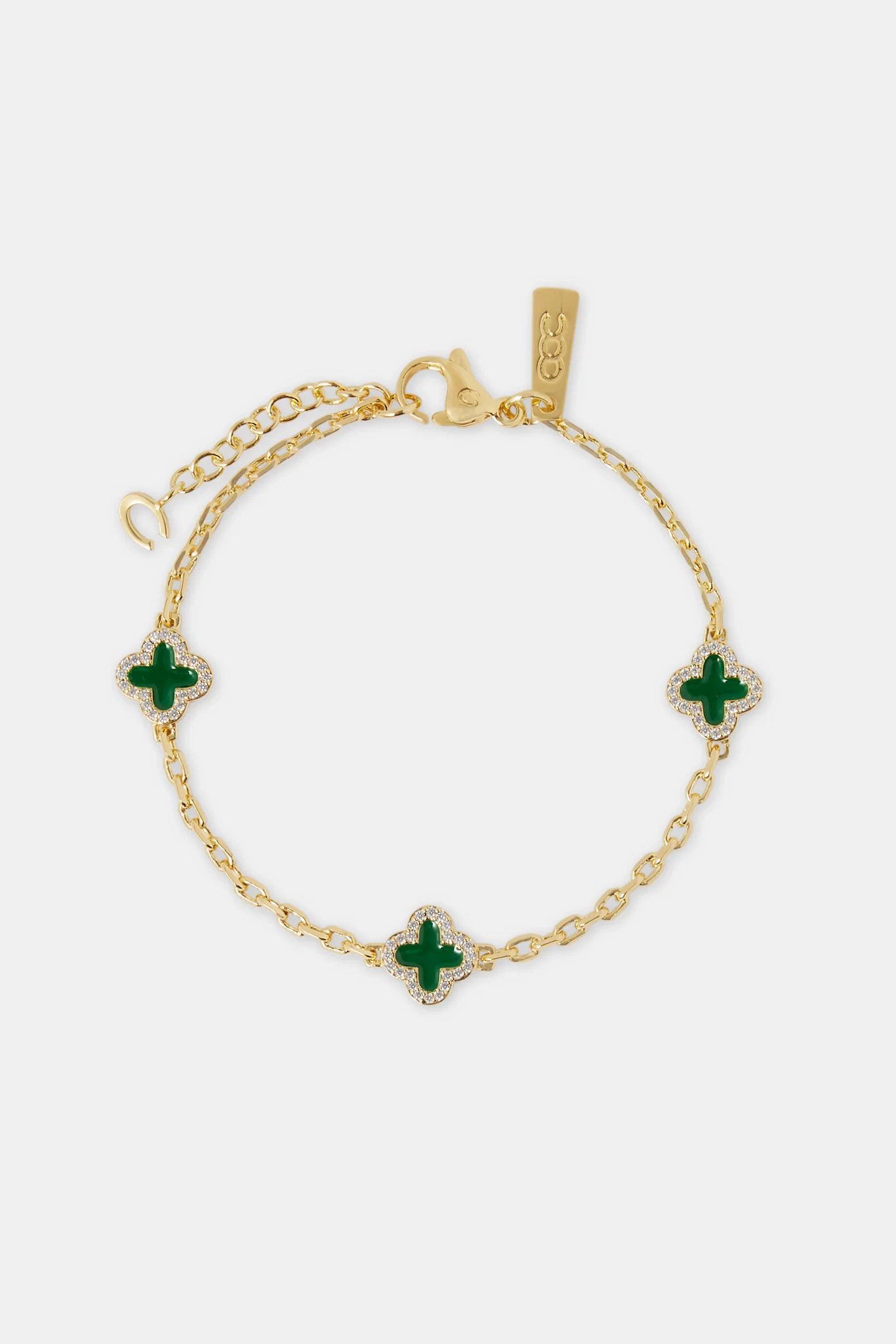 Green Enamel Motif Rolo Link Bracelet - 10mm - Image 2