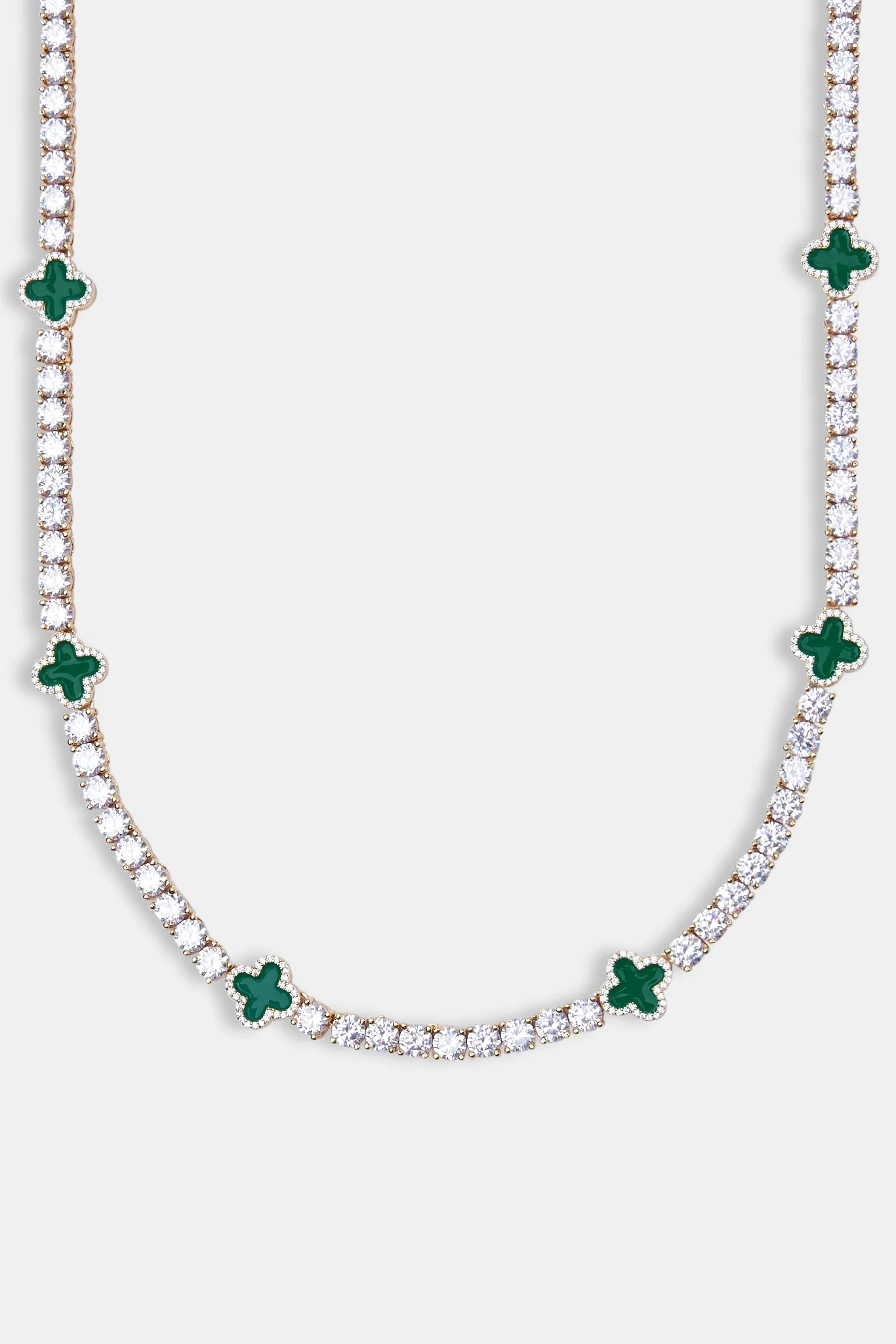 Green Motif Tennis Chain - Gold 5mm - Image 2