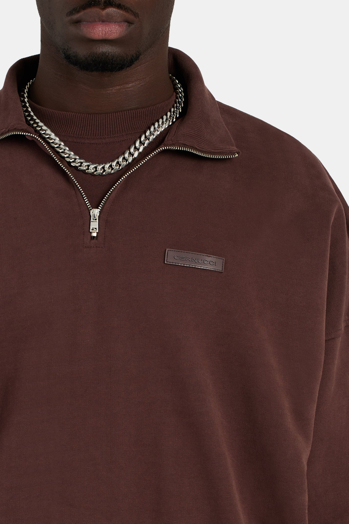 Half Zip Sweatshirt - Chestnut - Image 5