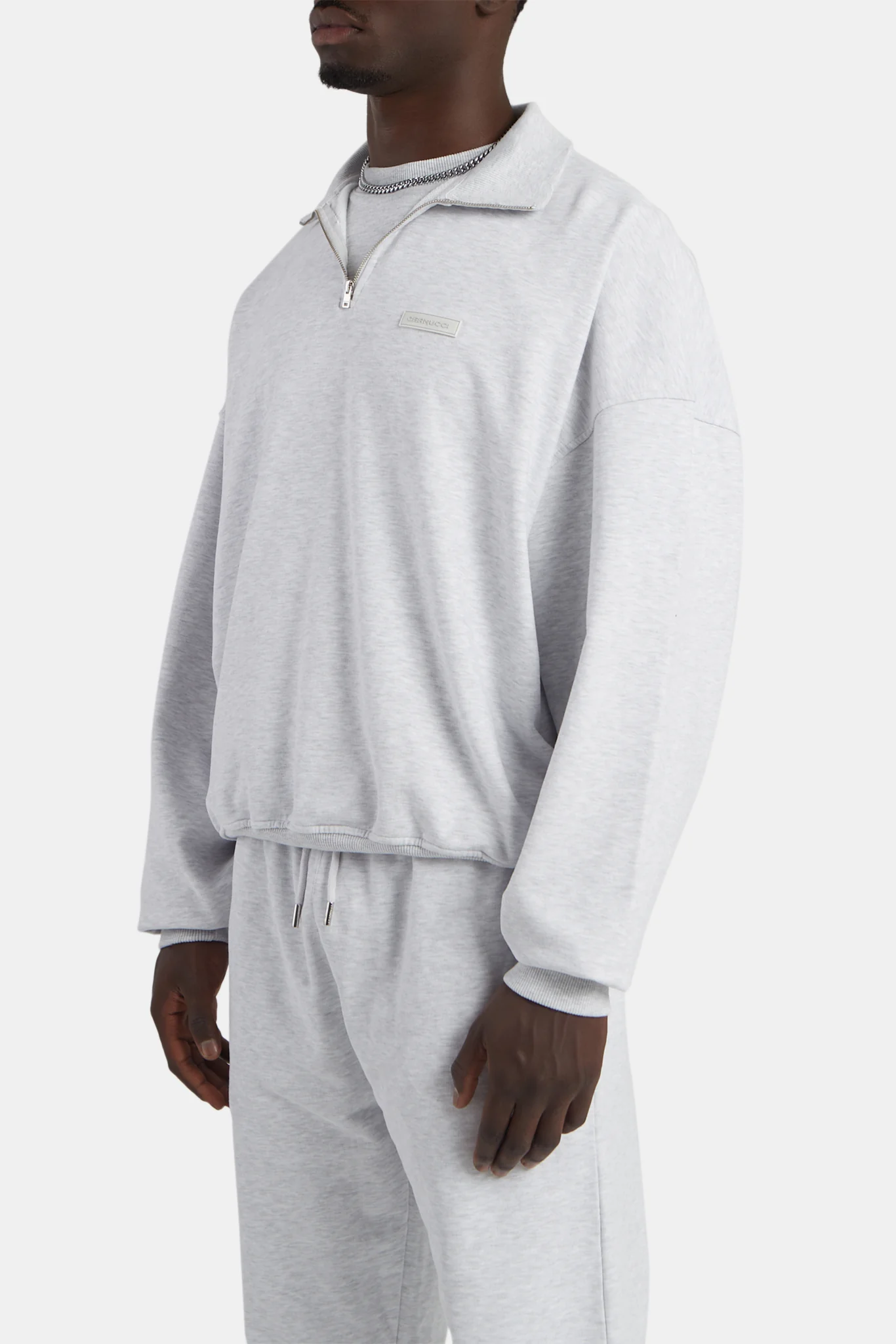 Half Zip Sweatshirt - Light Grey Marl - Image 2