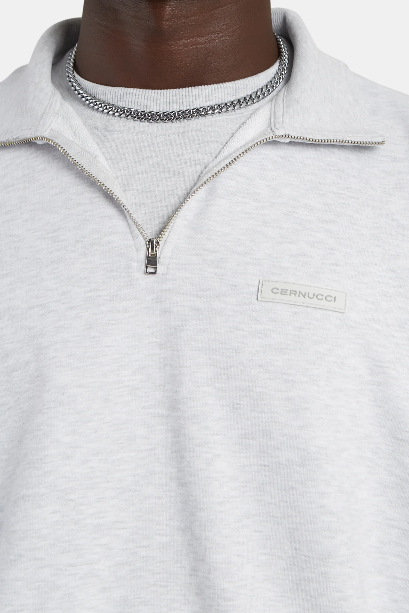 Half Zip Sweatshirt - Light Grey Marl - Image 3