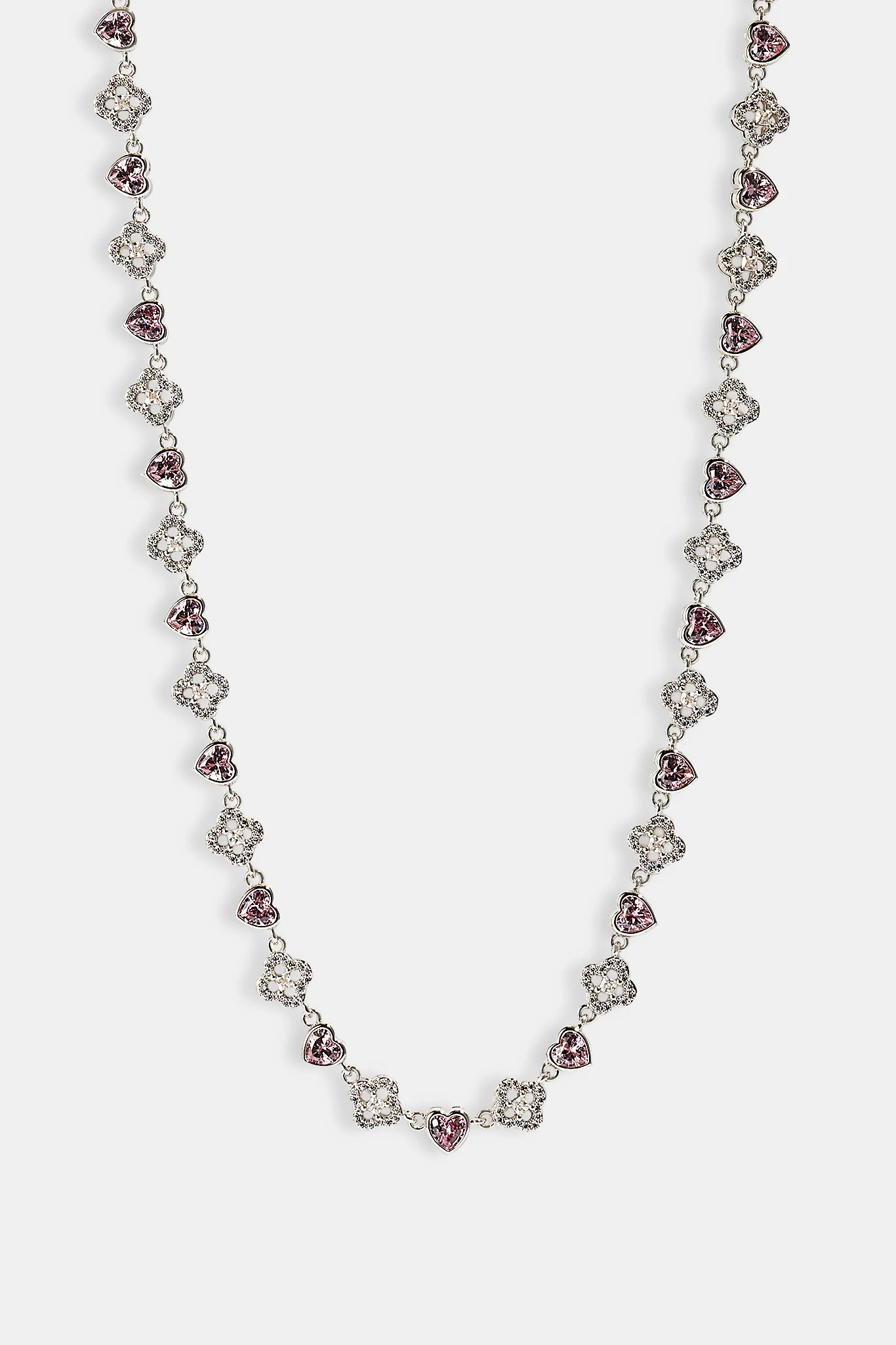 Heart & Iced Motif Gem Chain - 6mm - White - Image 2