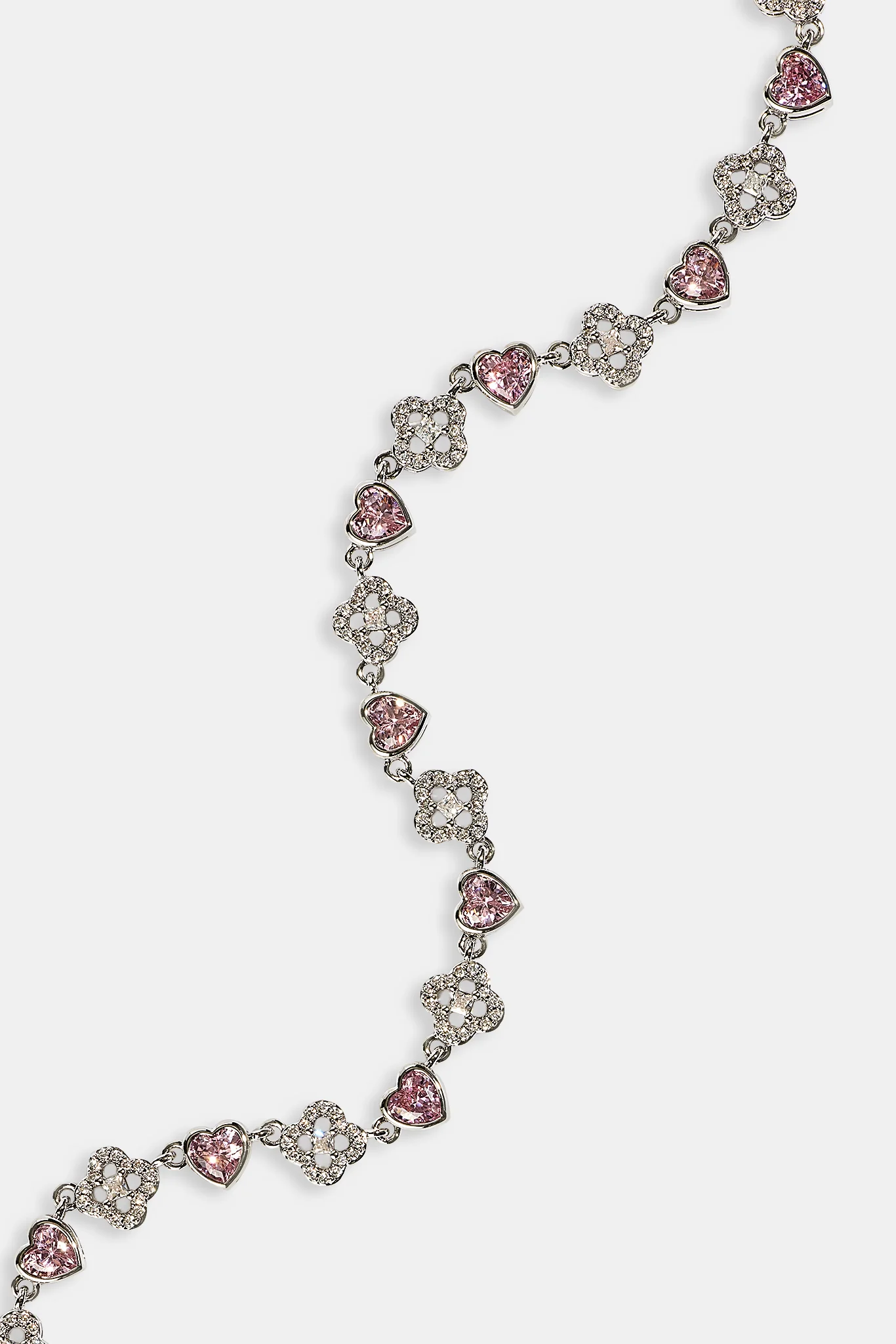 Heart & Iced Motif Gem Chain - 6mm - White - Image 3