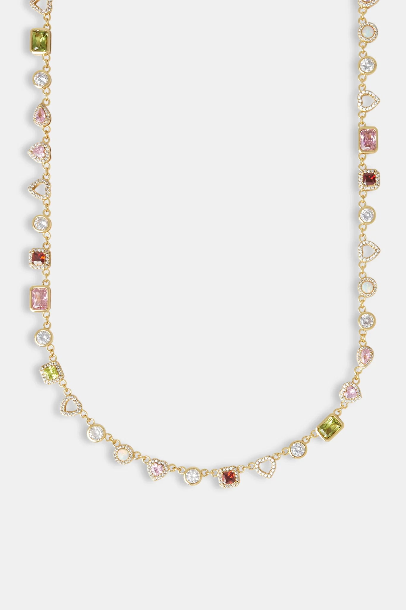 Heart Outline Micro Multi Gemstone Chain - 6mm - Image 2