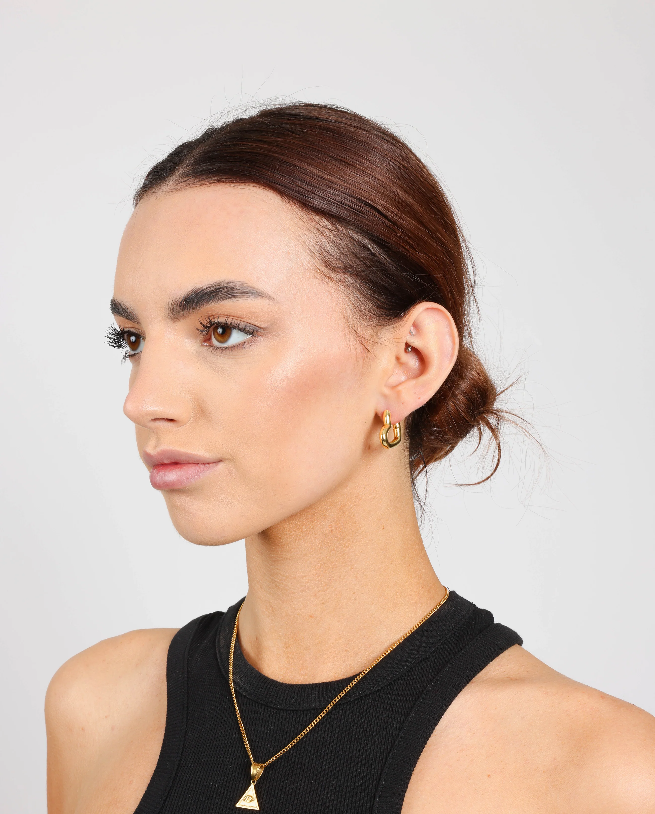 Heart Shape Hoop Earrings - Gold - Image 2