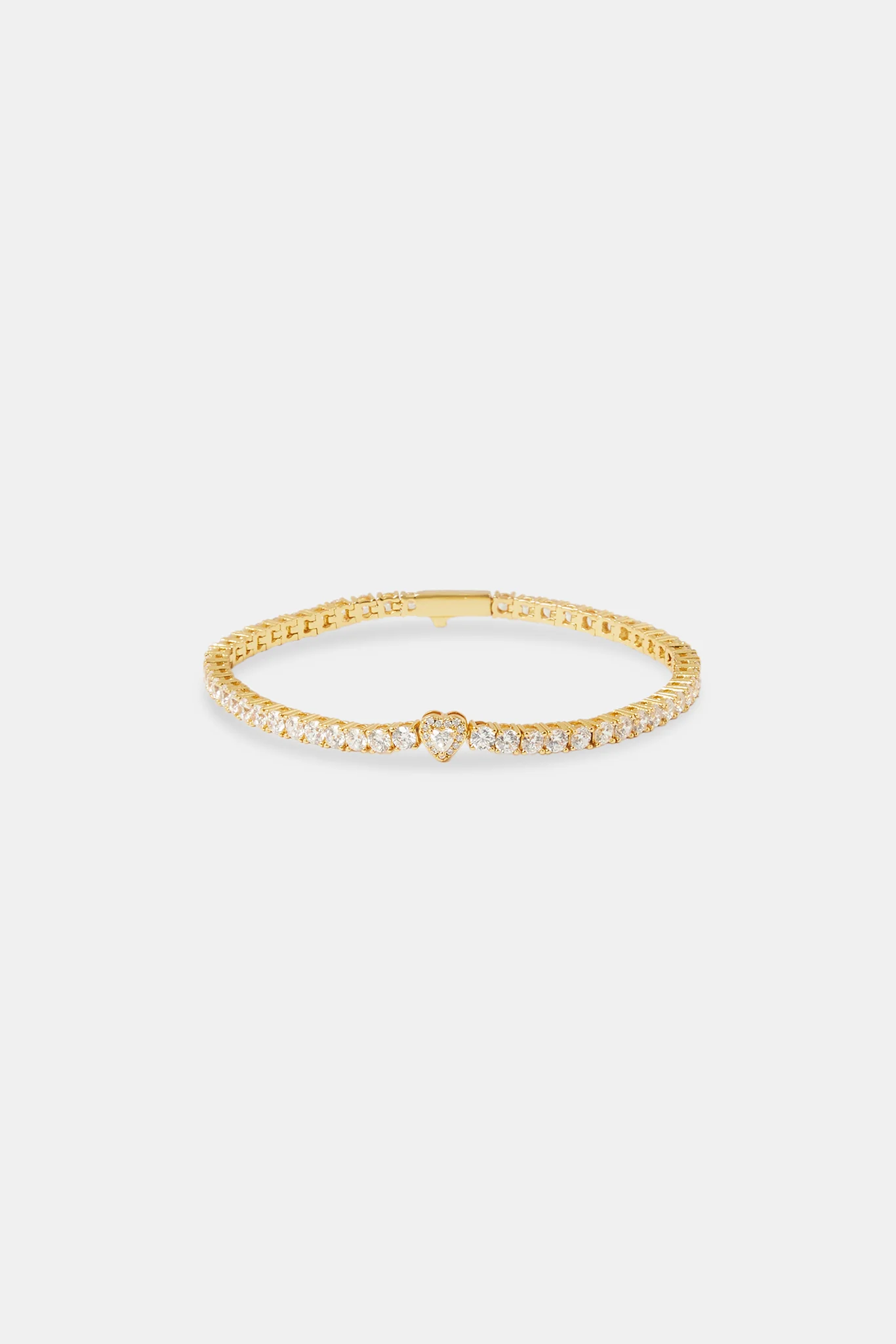 Heart Tennis Bracelet - 3mm - Gold - Image 2