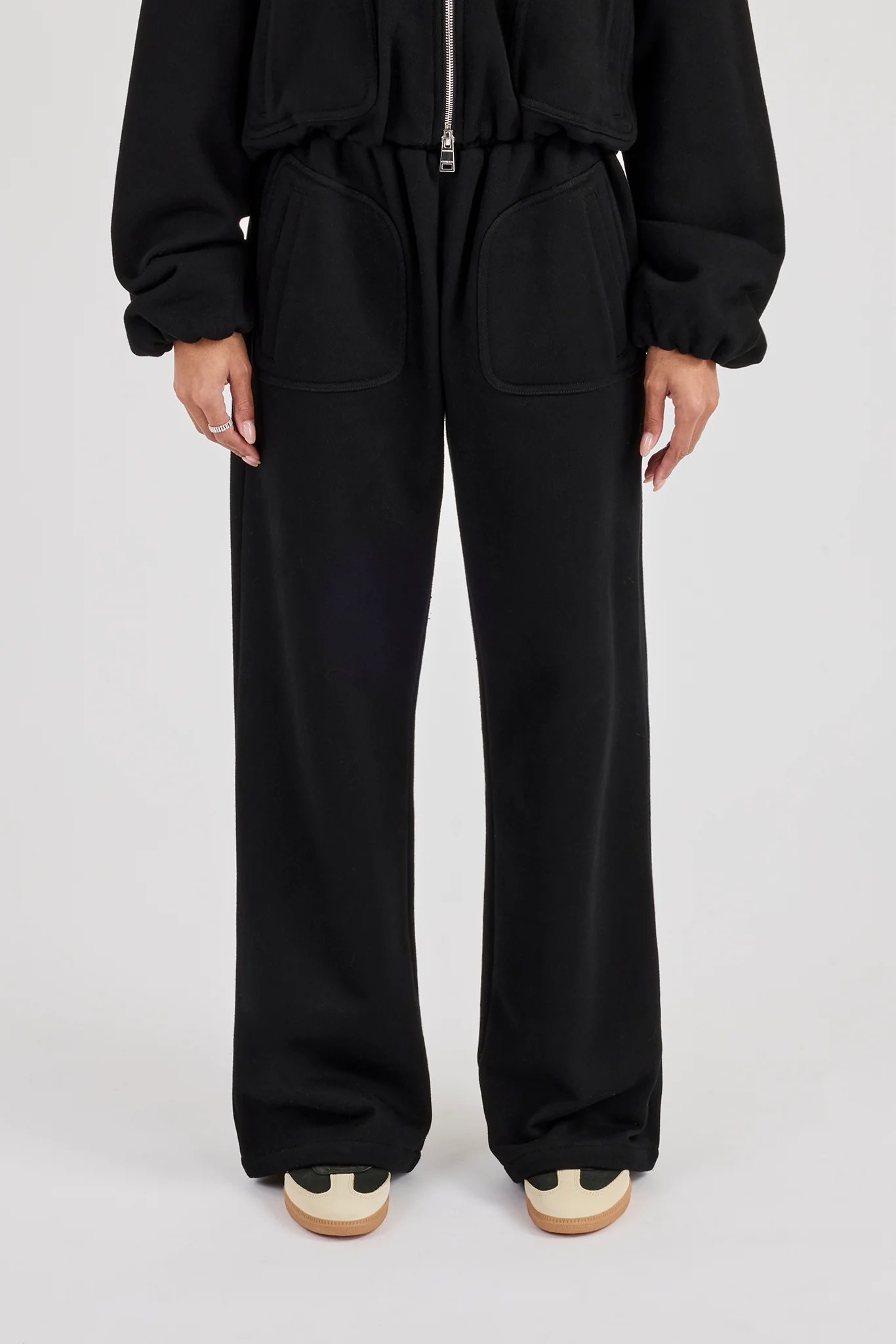 Heavyweight Jersey Wide Leg Jogger - Black - Image 2