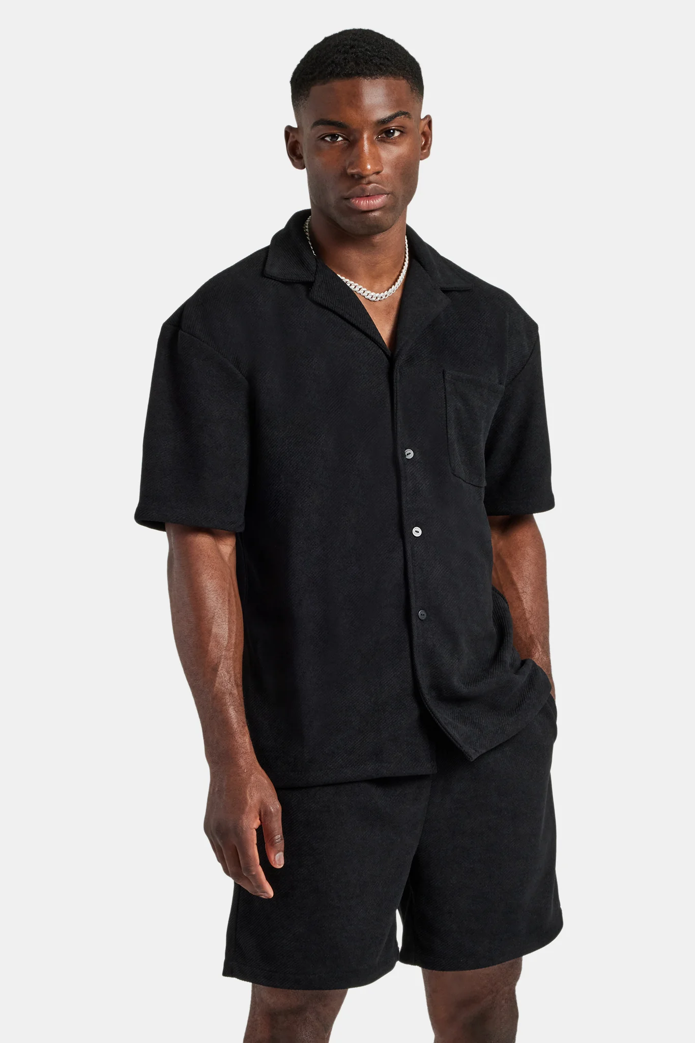 Heavyweight Textured Shirt - Black - Image 2