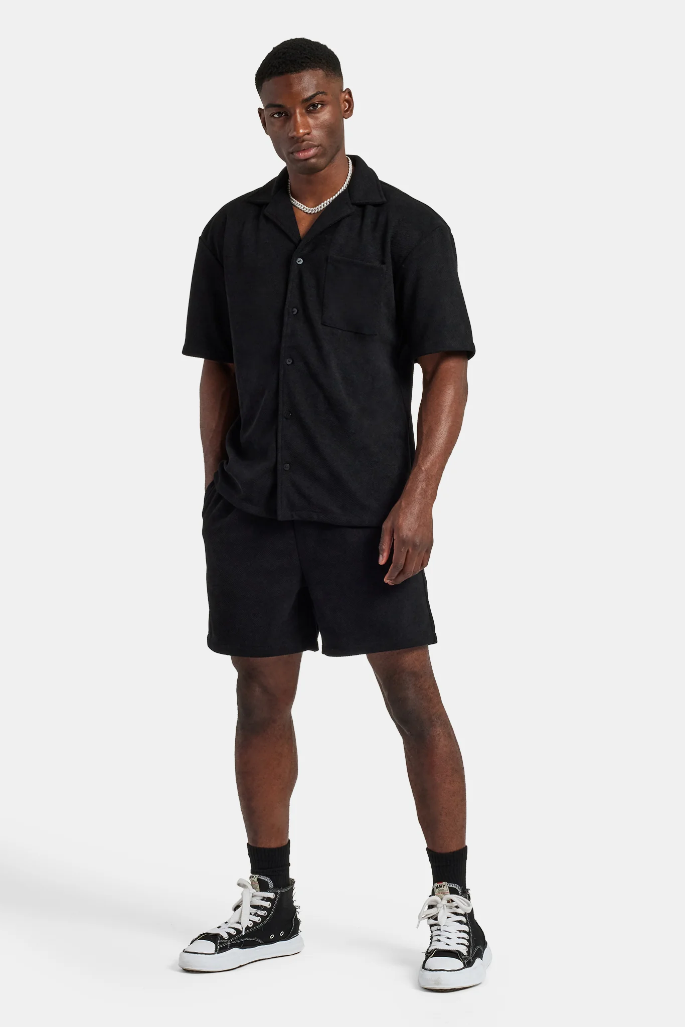 Heavyweight Textured Shirt & Short - Black - Image 4