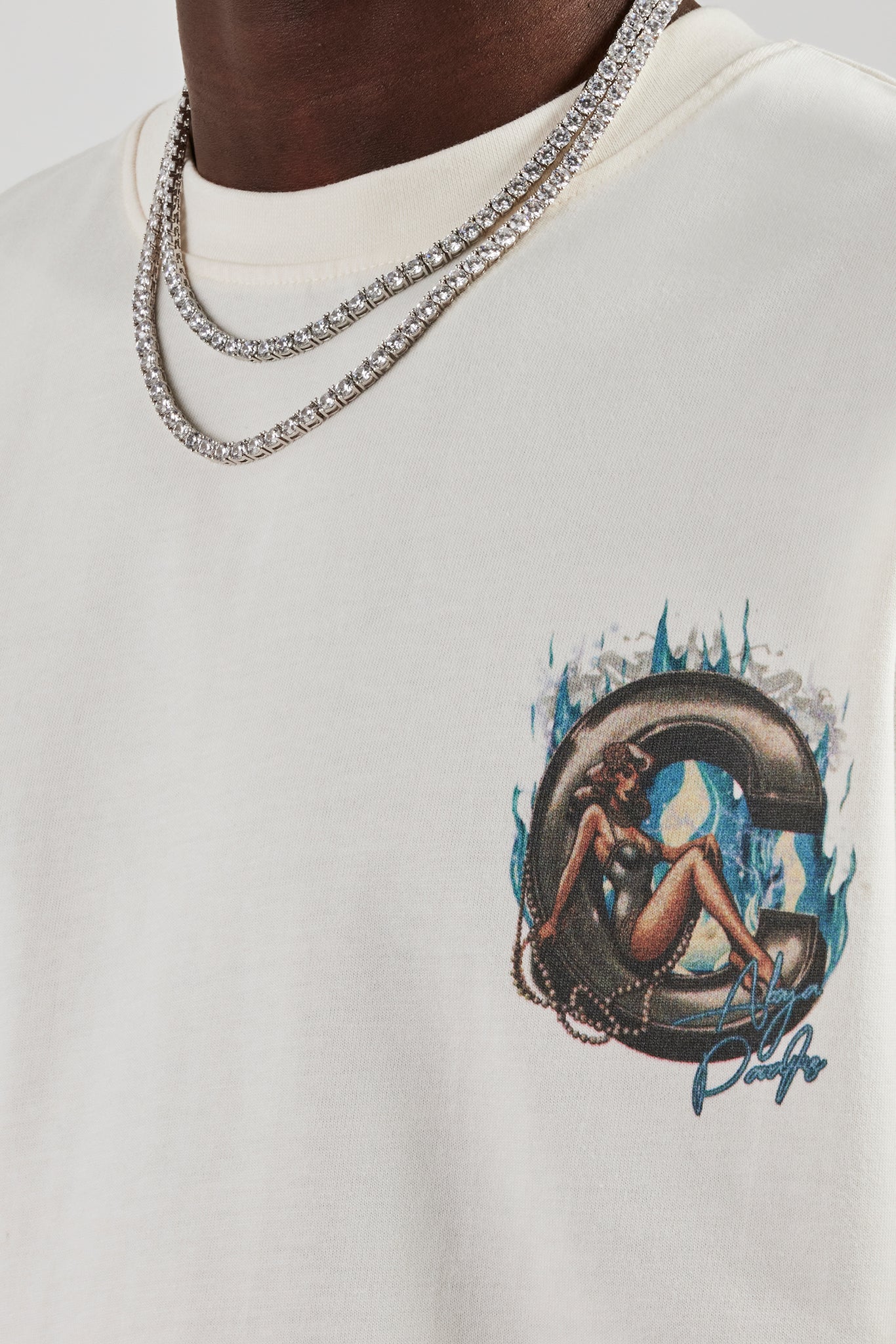 Washed C Graphic Oversized T-Shirt - Off White - Image 3