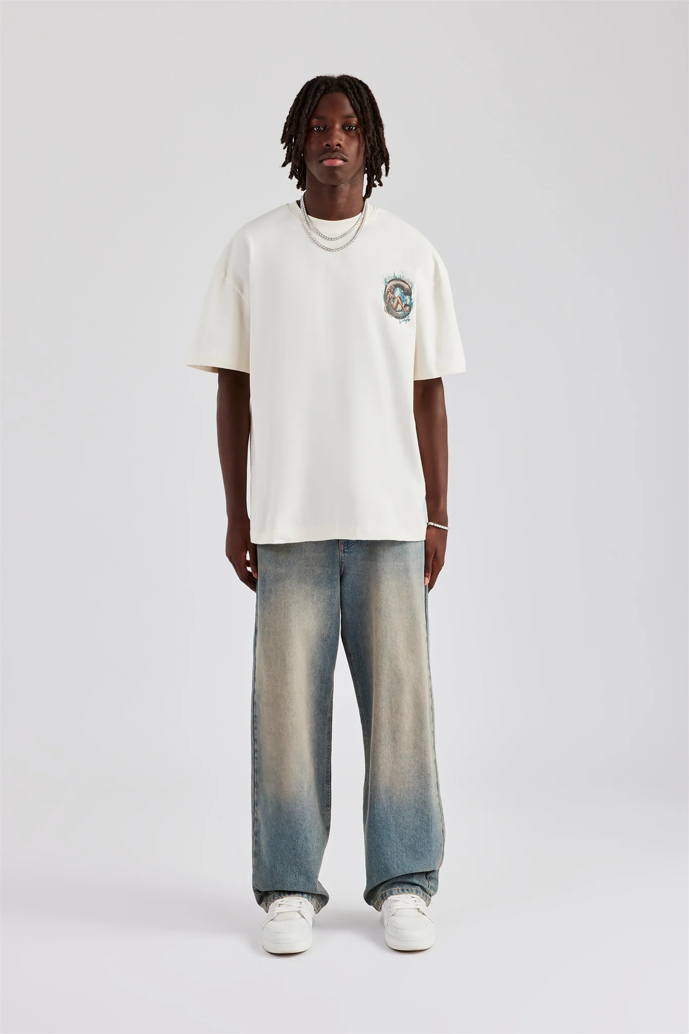 Washed C Graphic Oversized T-Shirt - Off White - Image 4