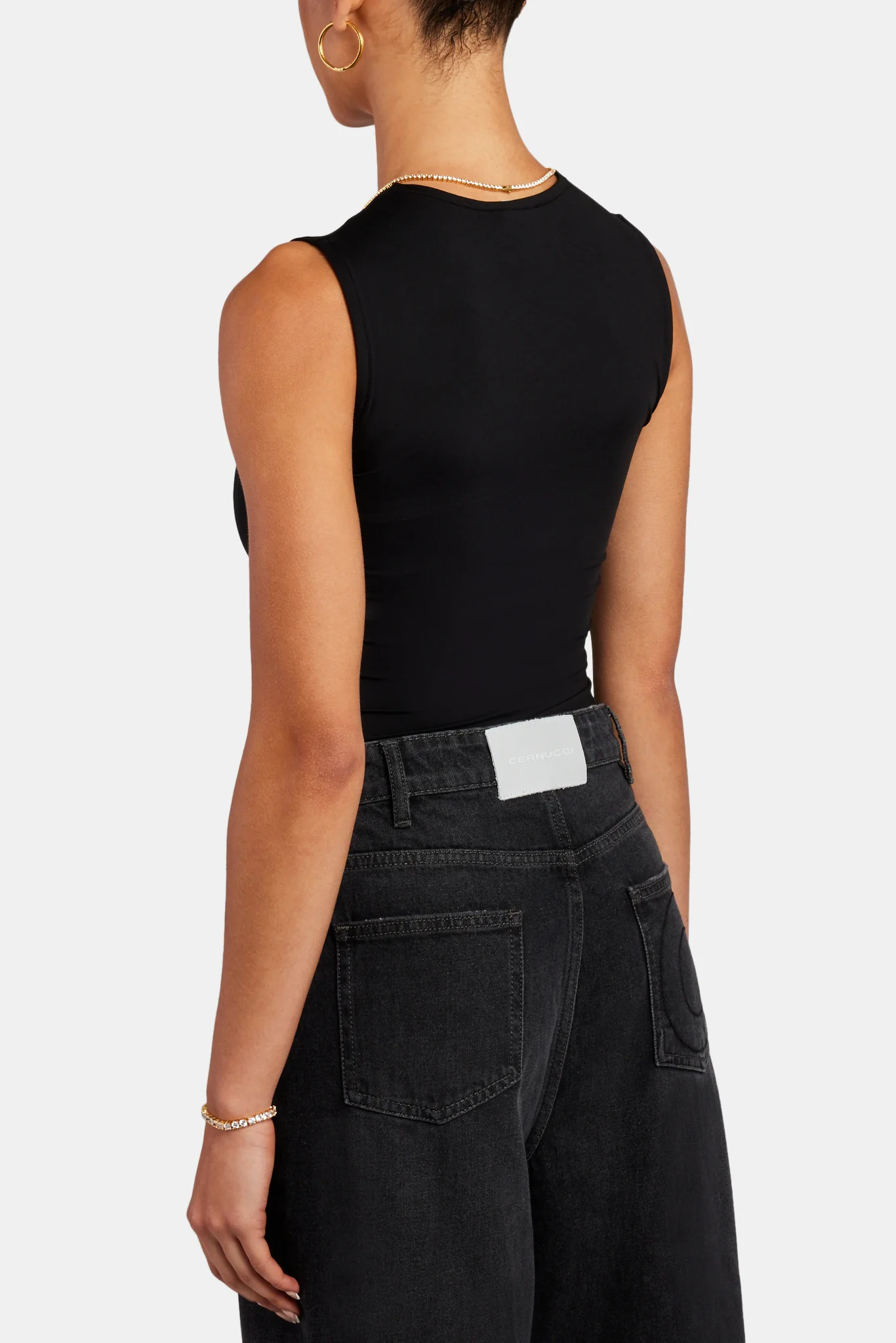 High Neck Sleeveless Bodysuit - Black - Image 2