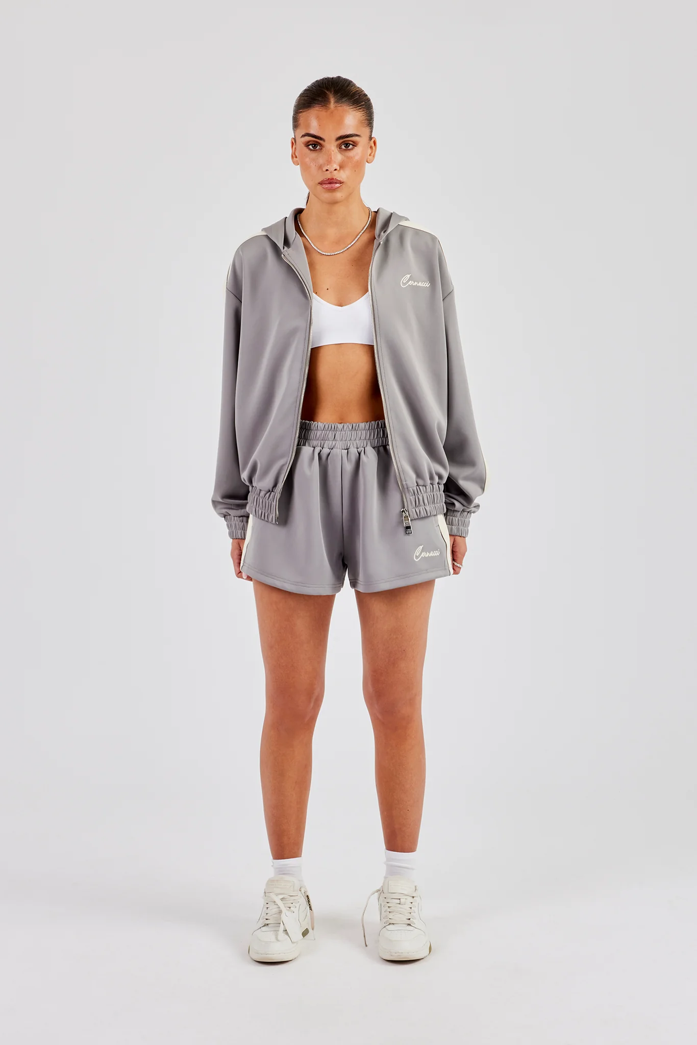 Hooded Taping Jacket & Shorts - Grey - Image 4