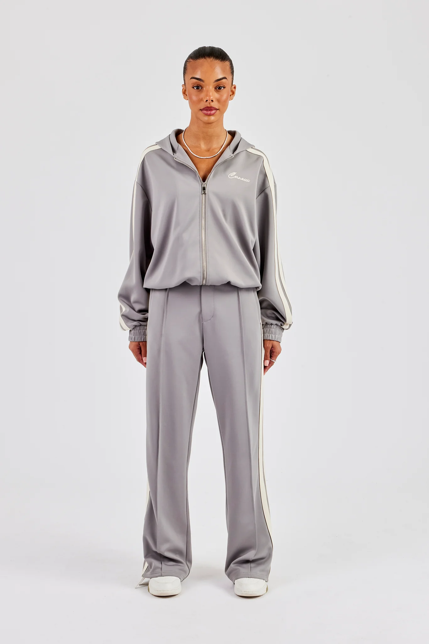 Hooded Taping Jacket & Tailored Trouser - Grey - Image 4