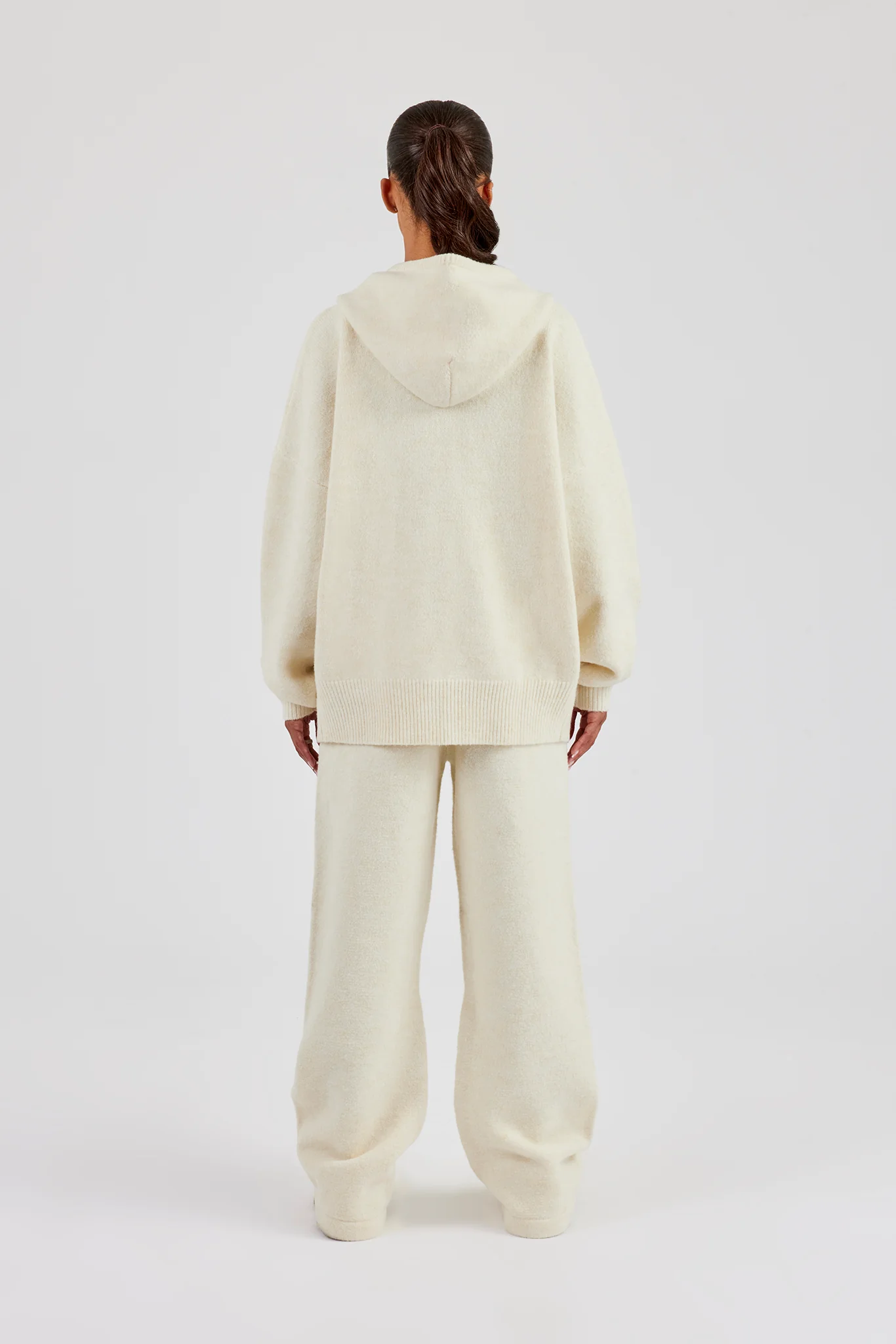 Hooded Zip Through Knitted Tracksuit  Butter Yellow - Image 4