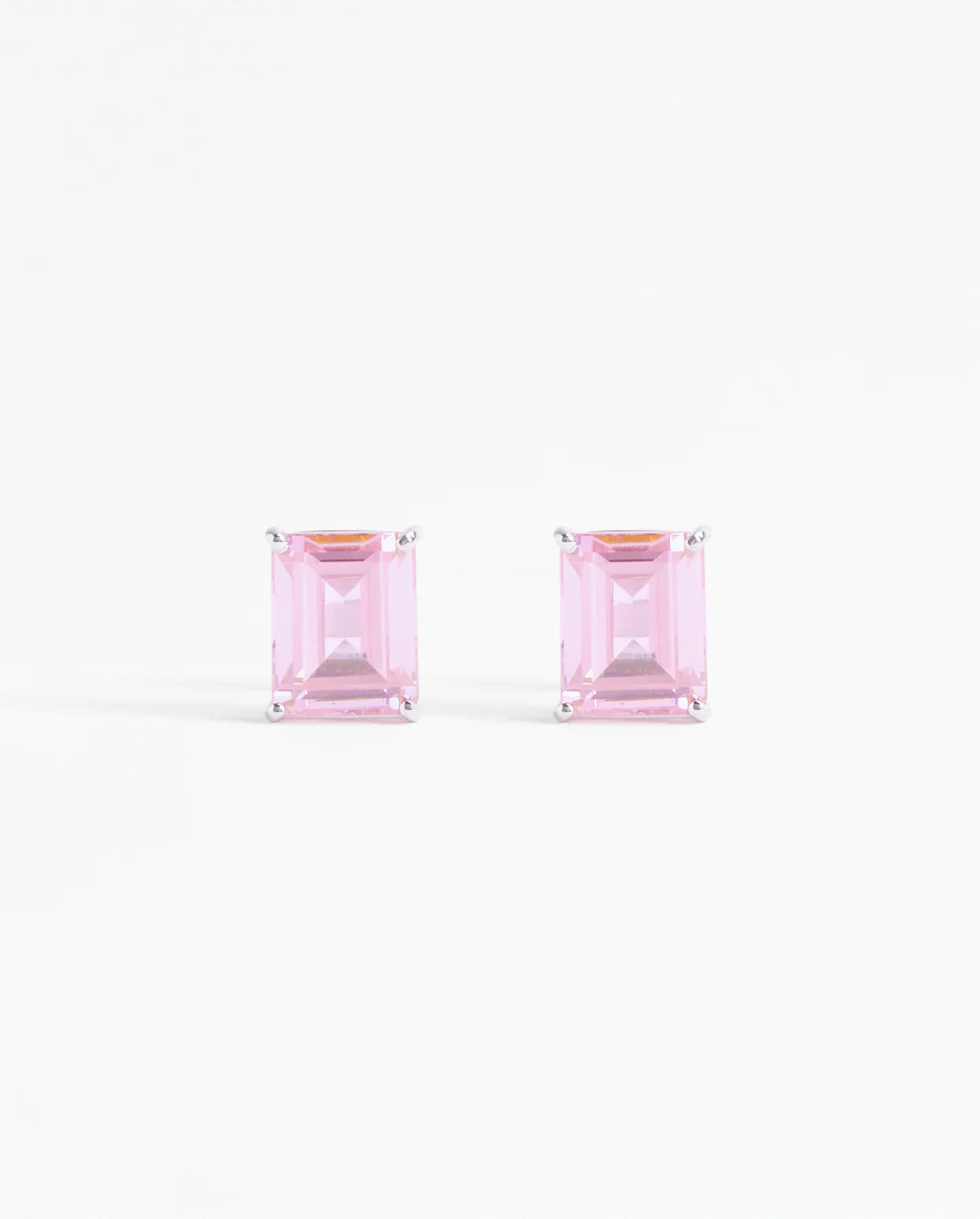 Hot Pink Baguette Stud Earrings - Image 2