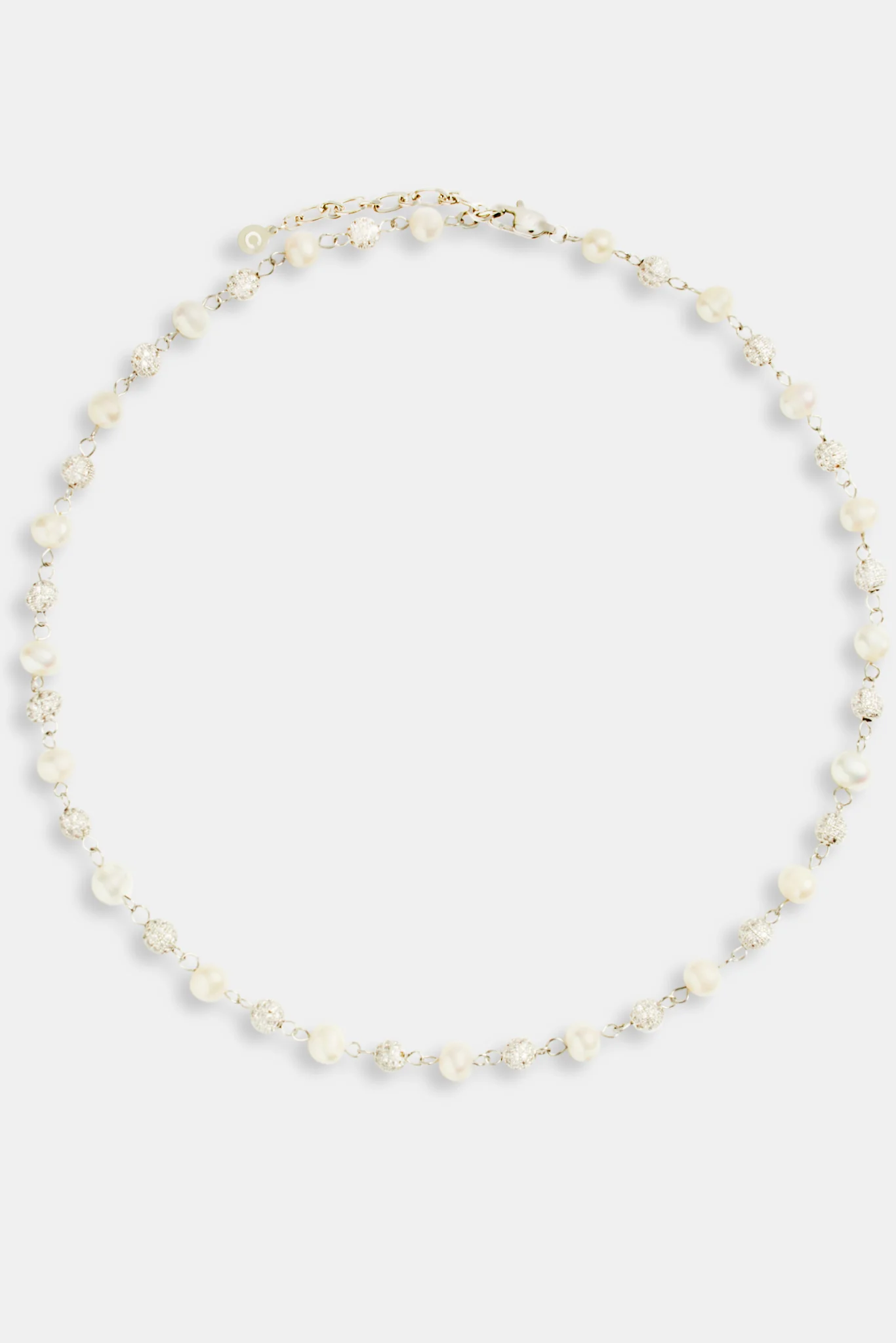 Ice CZ Ball & Freshwater Pearl Necklace - Image 3