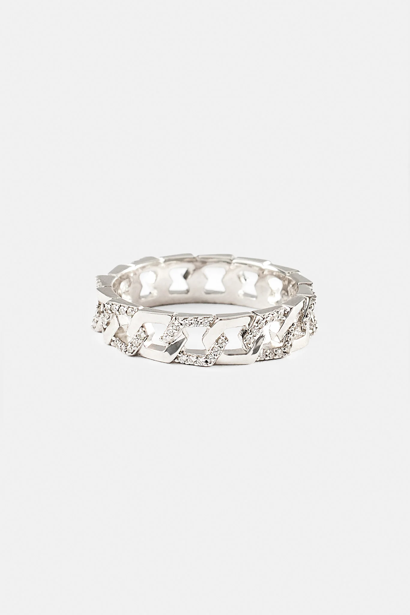 Iced and Polished Hexagon Ring - 5mm - White - Image 3