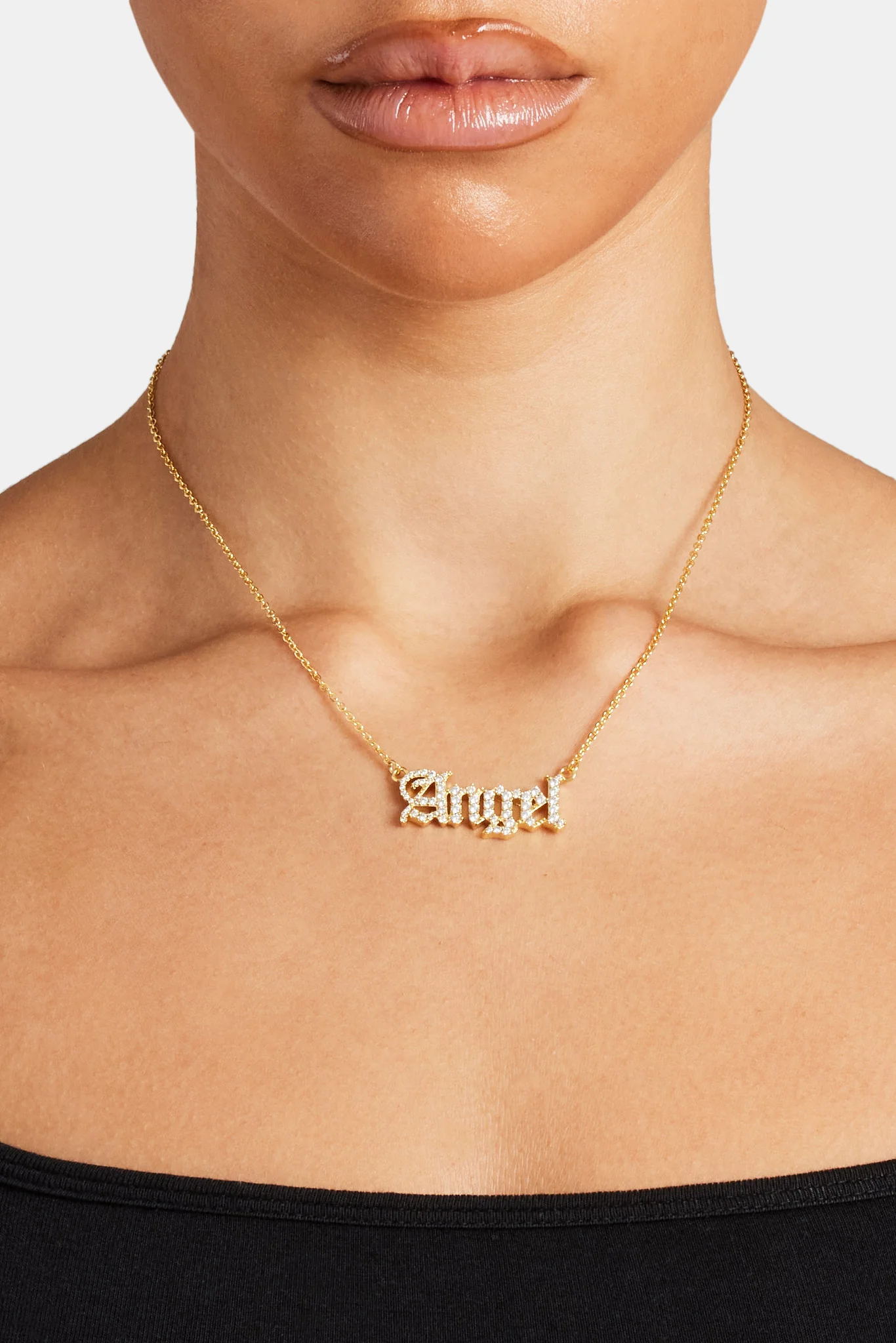 Iced Angel Necklace - Gold - Image 4