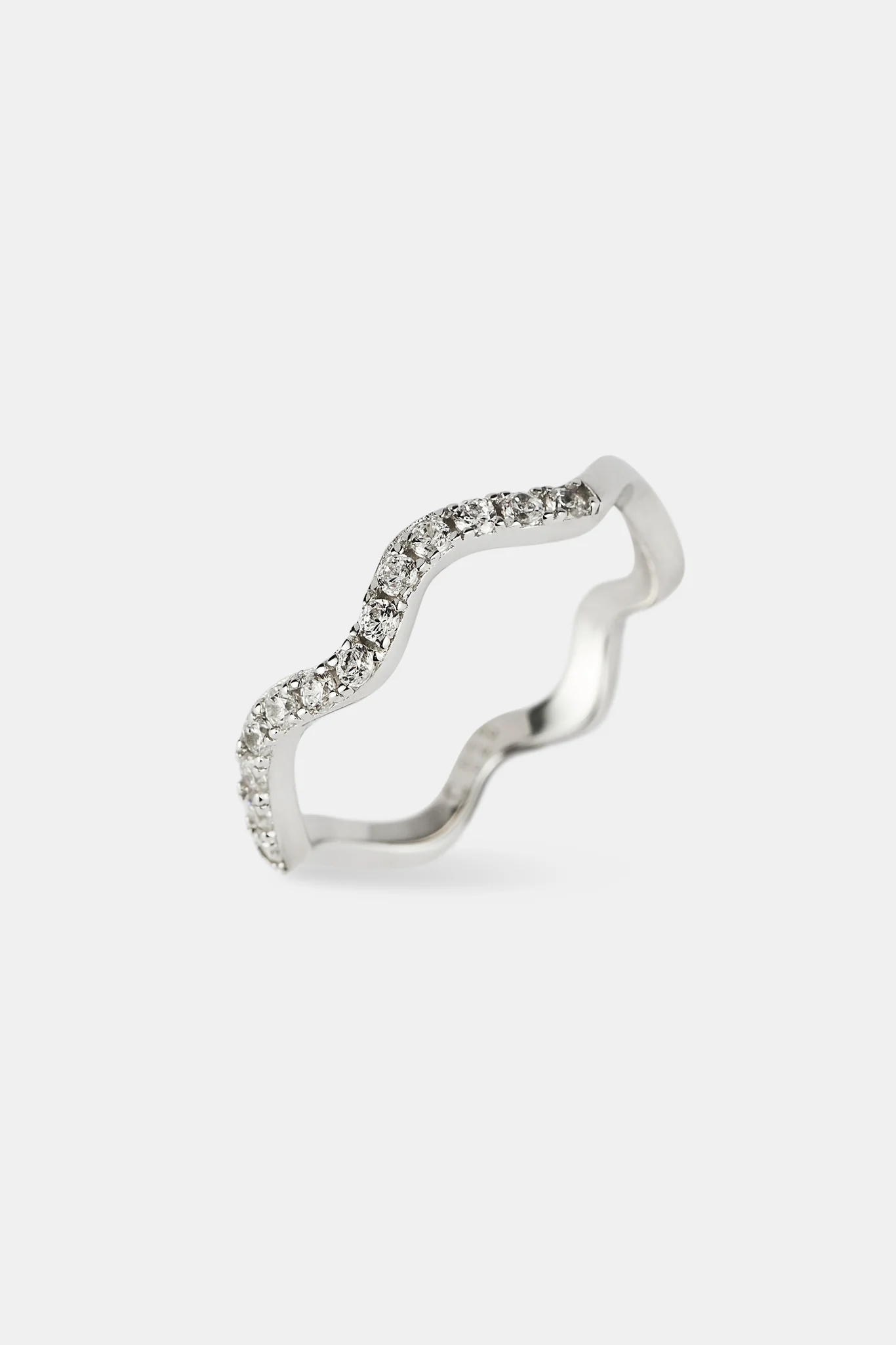 Iced Asymmetric Tennis Ring - 2mm - White Gold - Image 2