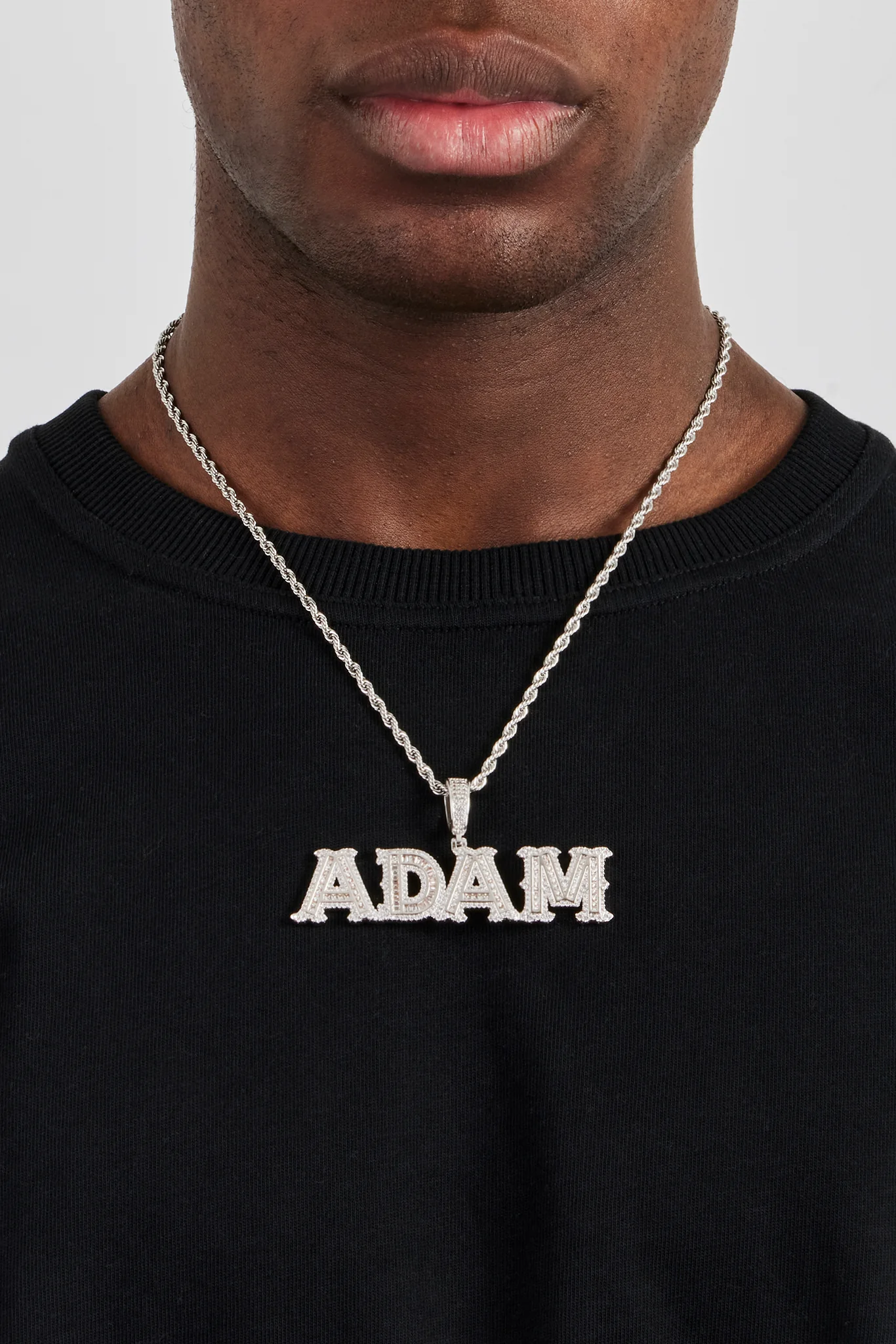 Iced Baguette Centre Letter Pendant - 22mm - Image 4