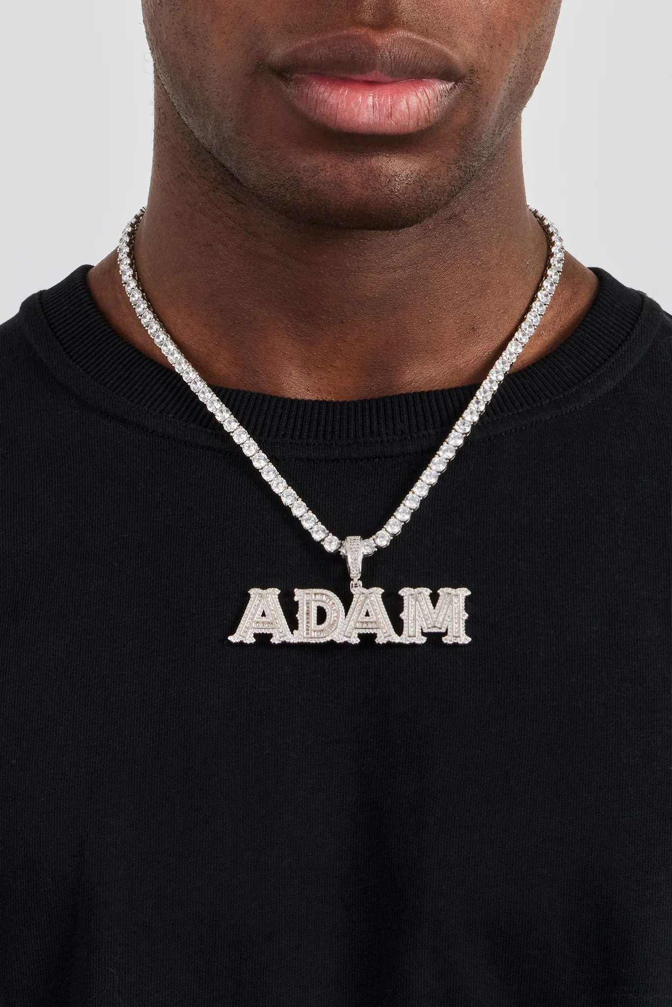 Iced Baguette Centre Letter Pendant - 22mm - Image 6