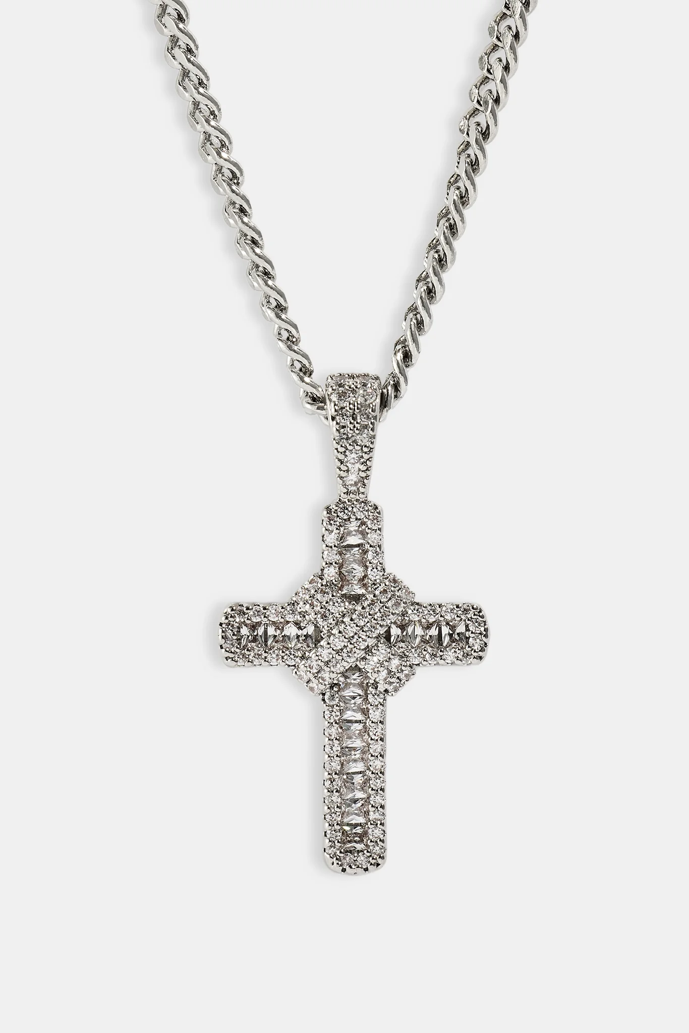 Iced Baguette Cross Micro Cuban Necklace  - 3mm - Image 3
