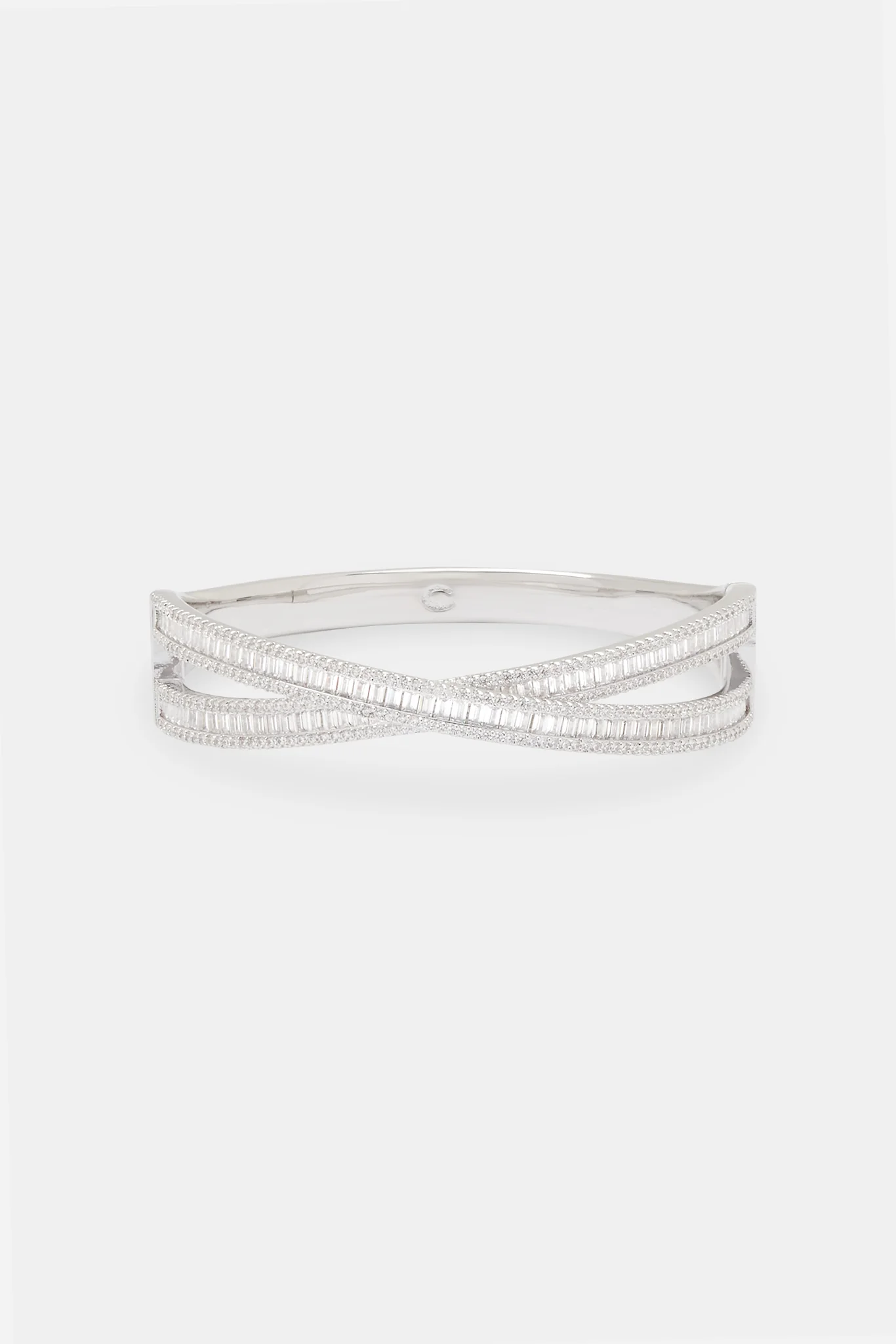 Iced Baguette Cross Over Bangle - 6mm - Image 2